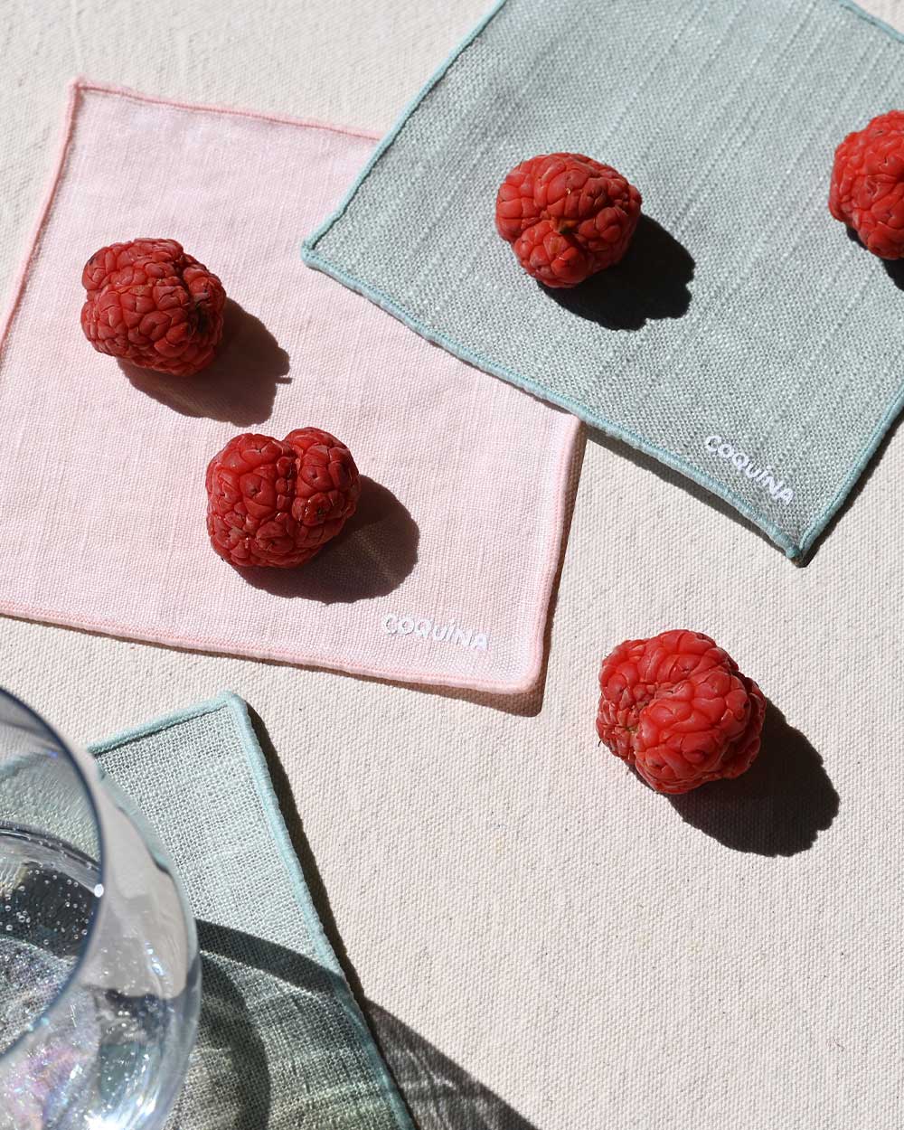 Atelier Saucier, Los Angeles-based custom cloth napkins, towels, table runners, cocktail sets and more! Custom monogramming.