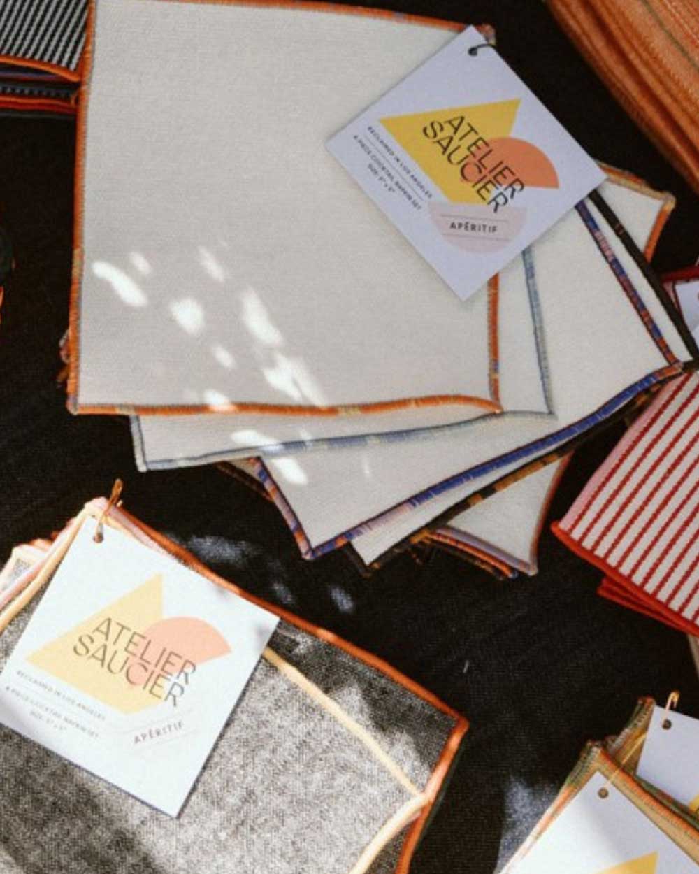 Atelier Saucier, Los Angeles-based custom cloth napkins, towels, table runners, cocktail sets and more! Custom monogramming.