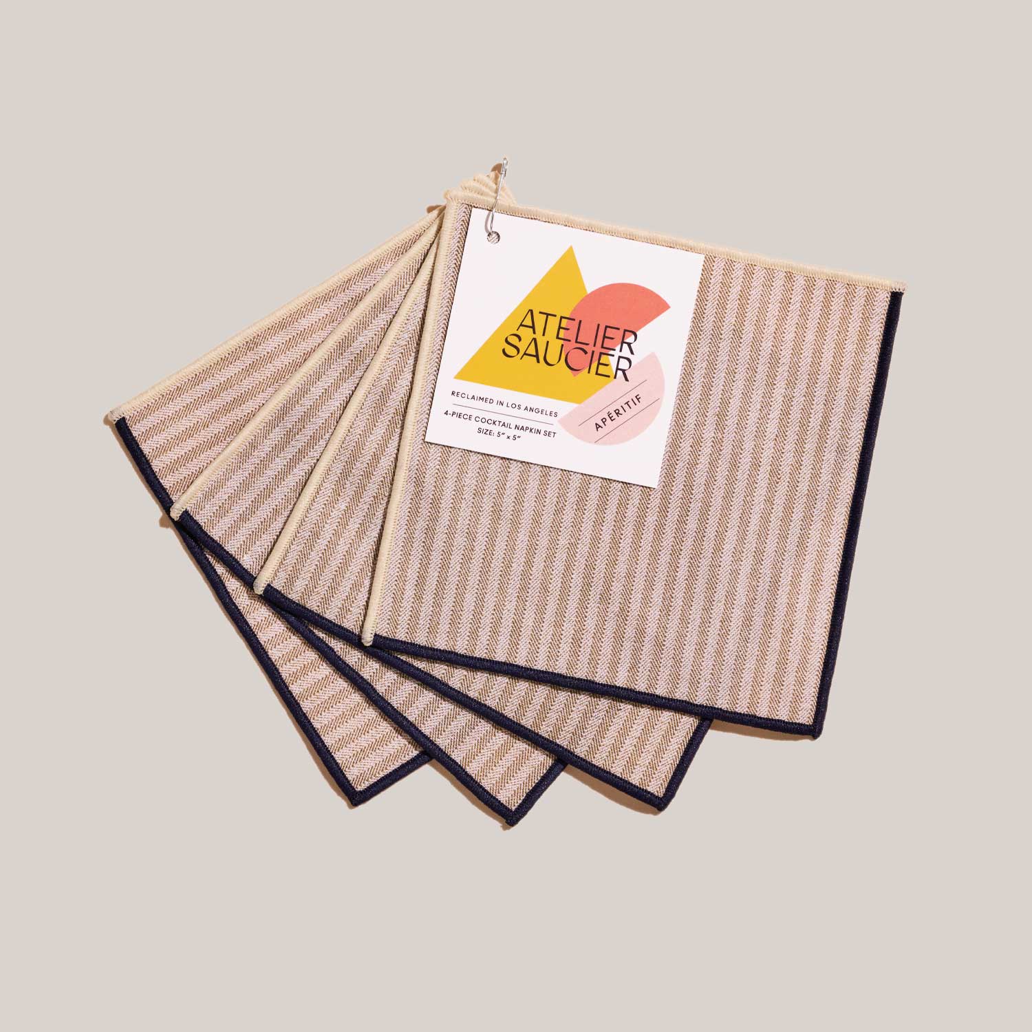 Sandbar Stripe Cocktail Napkins | Set of 4 COCKTAIL NAPKINS ATELIER SAUCIER - Atelier Saucier
