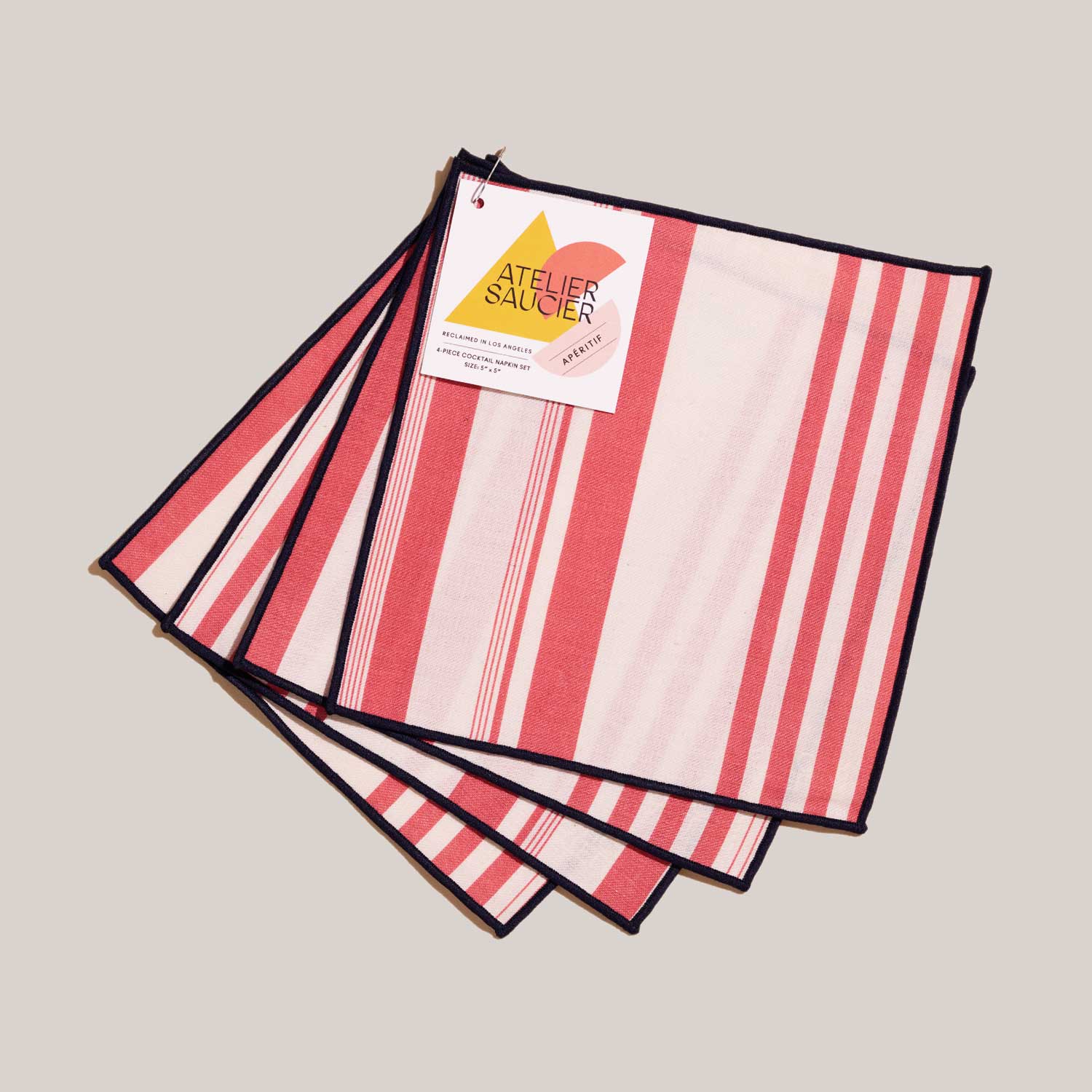 Parasol Stripe Appetizer Napkins | Set of 4 APPETIZER NAPKINS ATELIER SAUCIER - Atelier Saucier