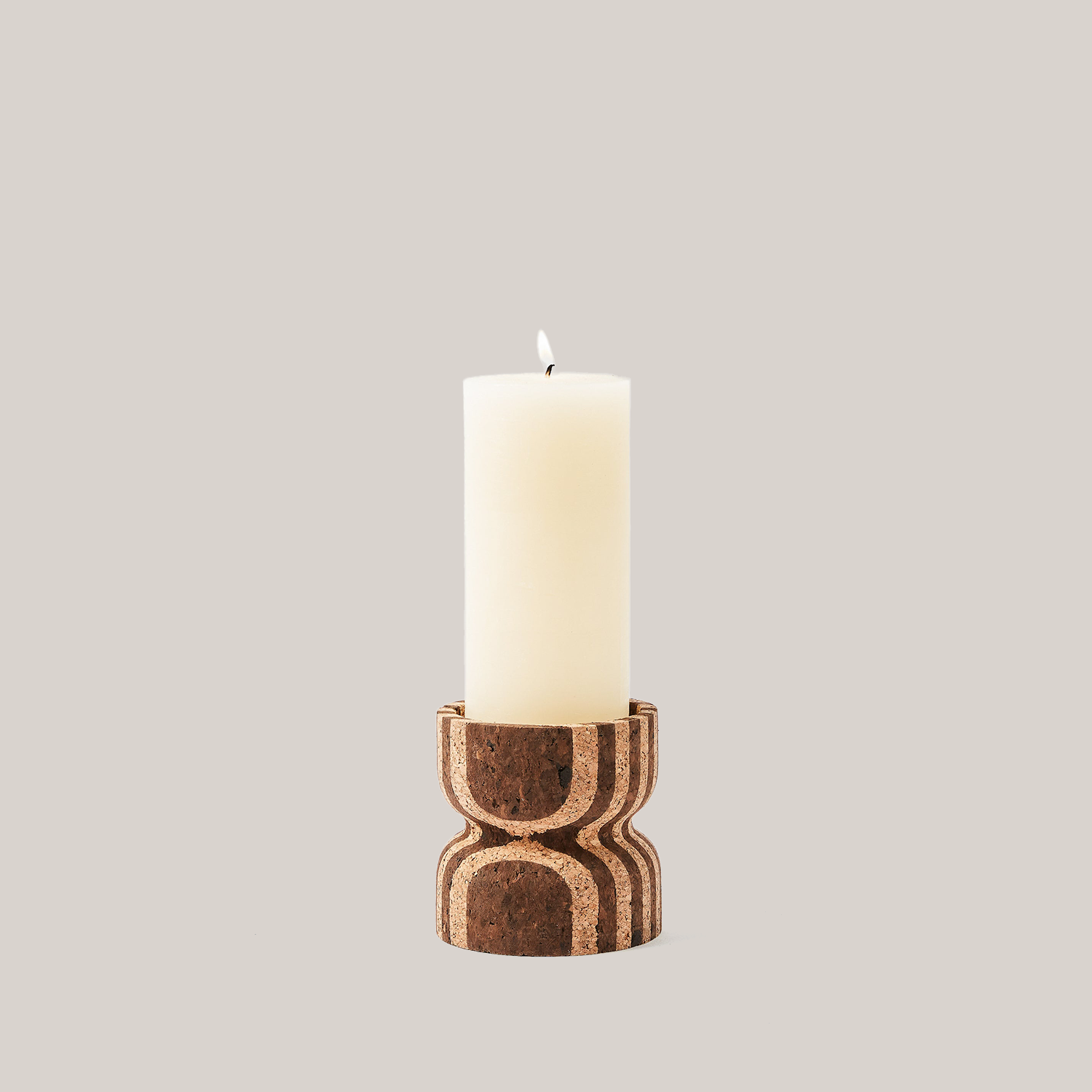 Anni Medium Striped Cork Candle Holder Candle Holders Melanie Abrantes Designs - Atelier Saucier