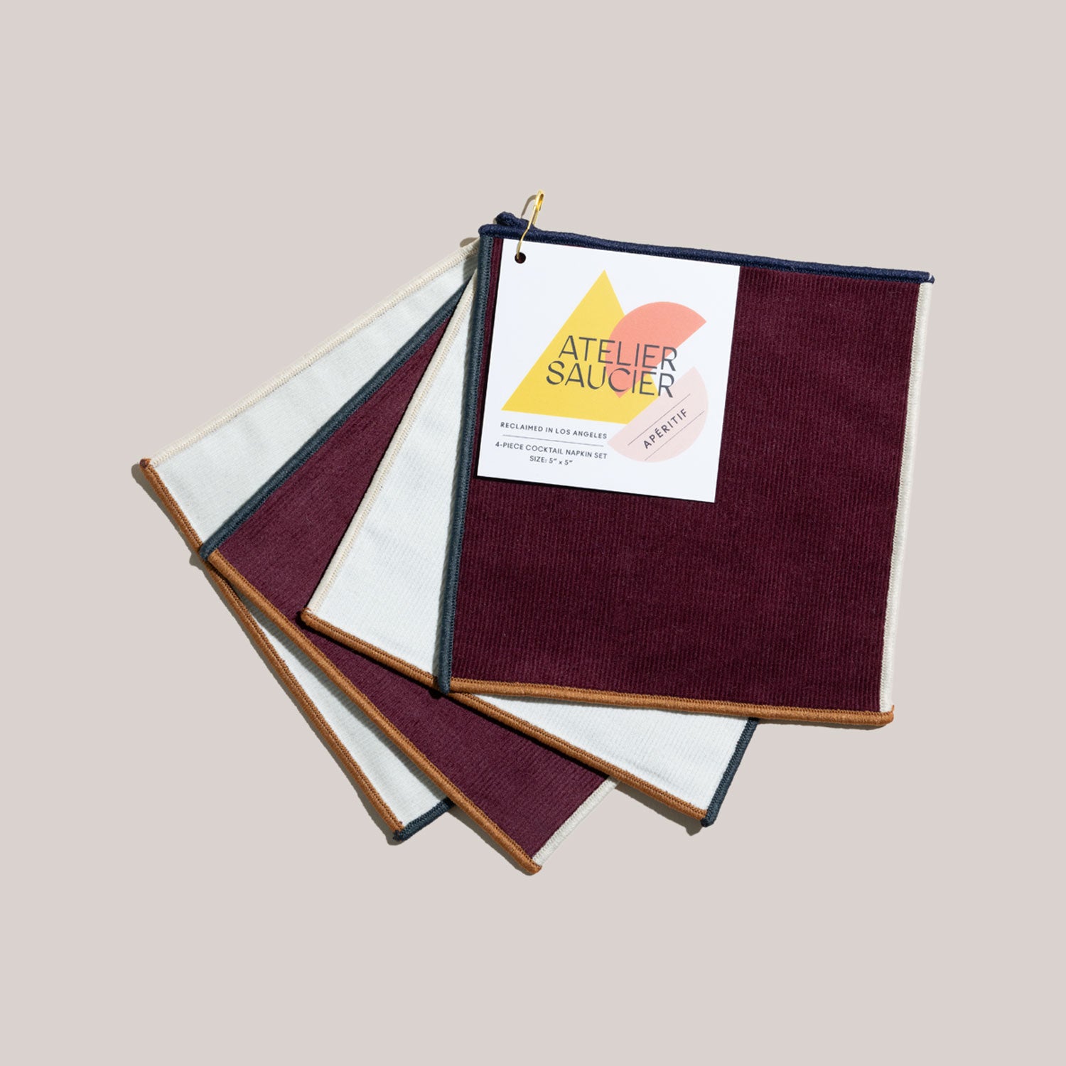 Custom Cocktail Napkin Chain Stitch Embroidery | Set Of 8 NAPKINS ATELIER SAUCIER - Atelier Saucier