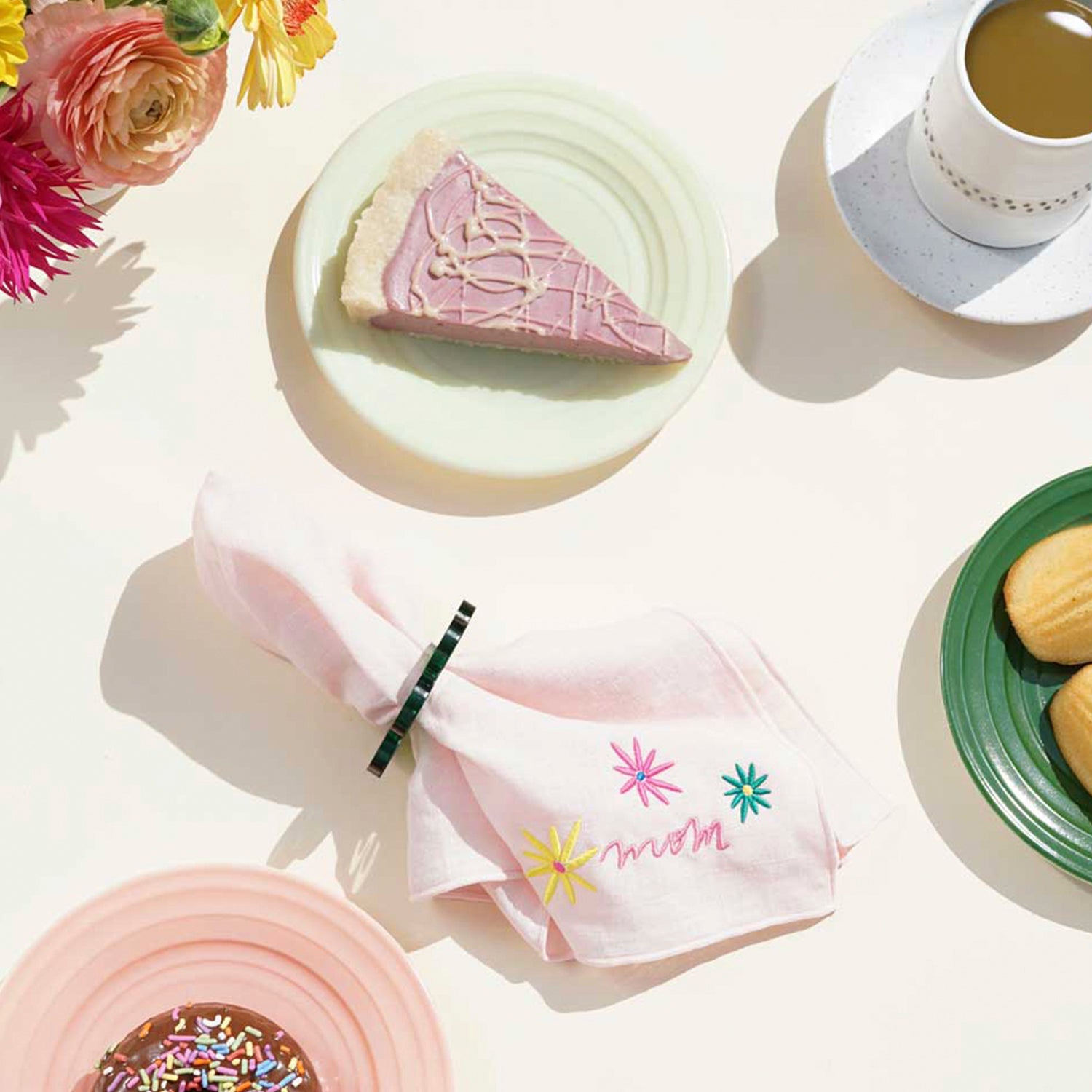 I Love You, Mom Embroidered Linens | Set of 4 NAPKINS ATELIER SAUCIER - Atelier Saucier