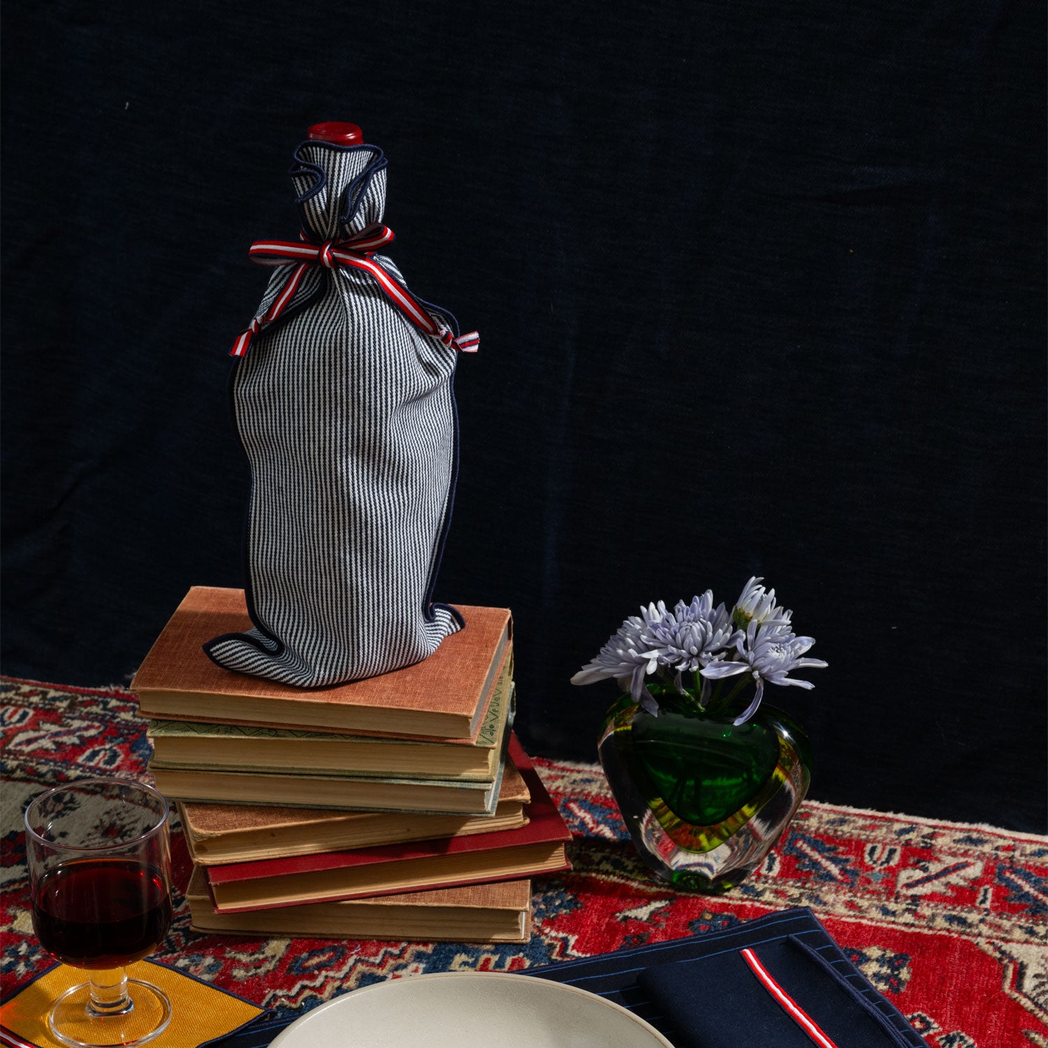 Indigo Stripe Bottle Bag Bottle Bag ATELIER SAUCIER - Atelier Saucier