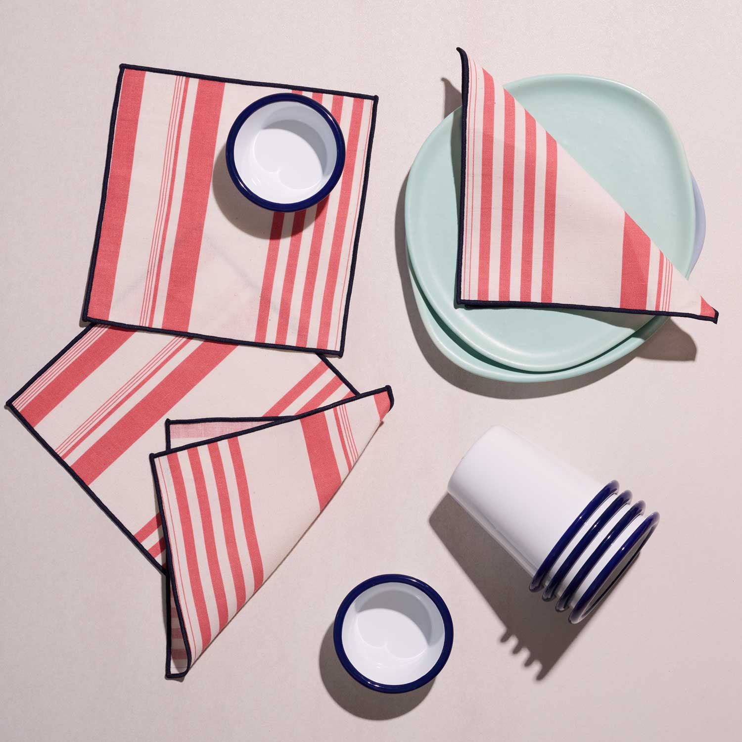 Parasol Stripe Appetizer Napkins | Set of 4 APPETIZER NAPKINS ATELIER SAUCIER - Atelier Saucier