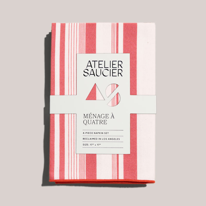 Guava Stripe Napkins | Set of 4 NAPKINS ATELIER SAUCIER - Atelier Saucier