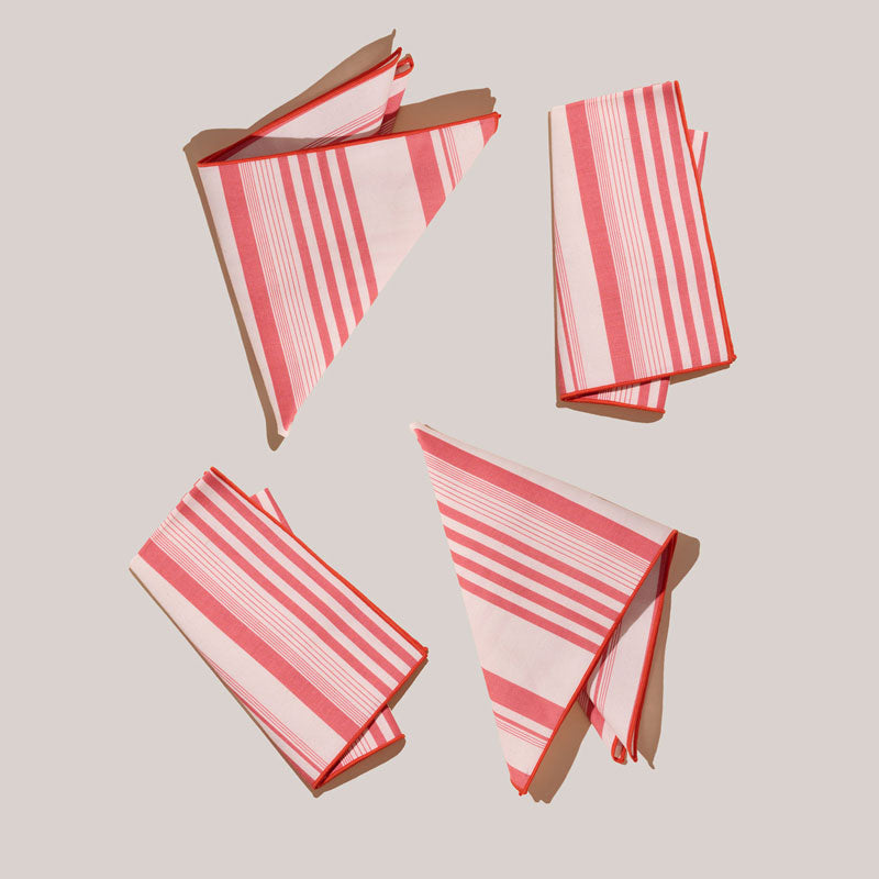 Guava Stripe Napkins | Set of 4 NAPKINS ATELIER SAUCIER - Atelier Saucier