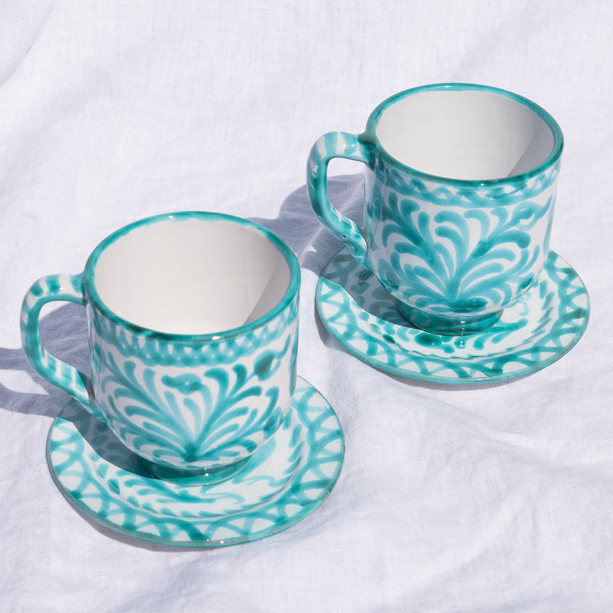 Hand-Painted Mug | Granada Green Drinkware Pomelo Casa - Atelier Saucier