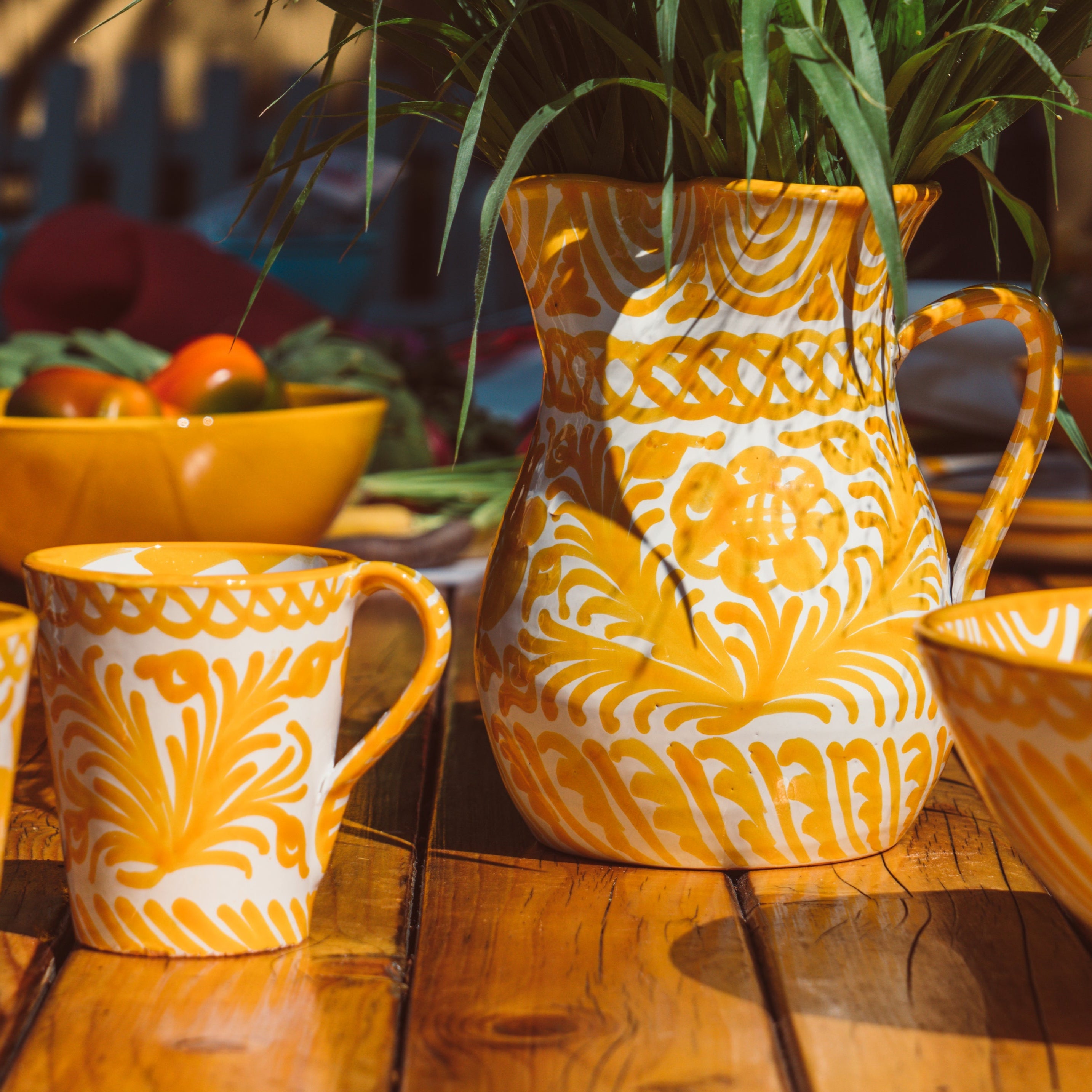 Hand-Painted Pitcher | Yellow Pitchers + Carafes Pomelo Casa - Atelier Saucier