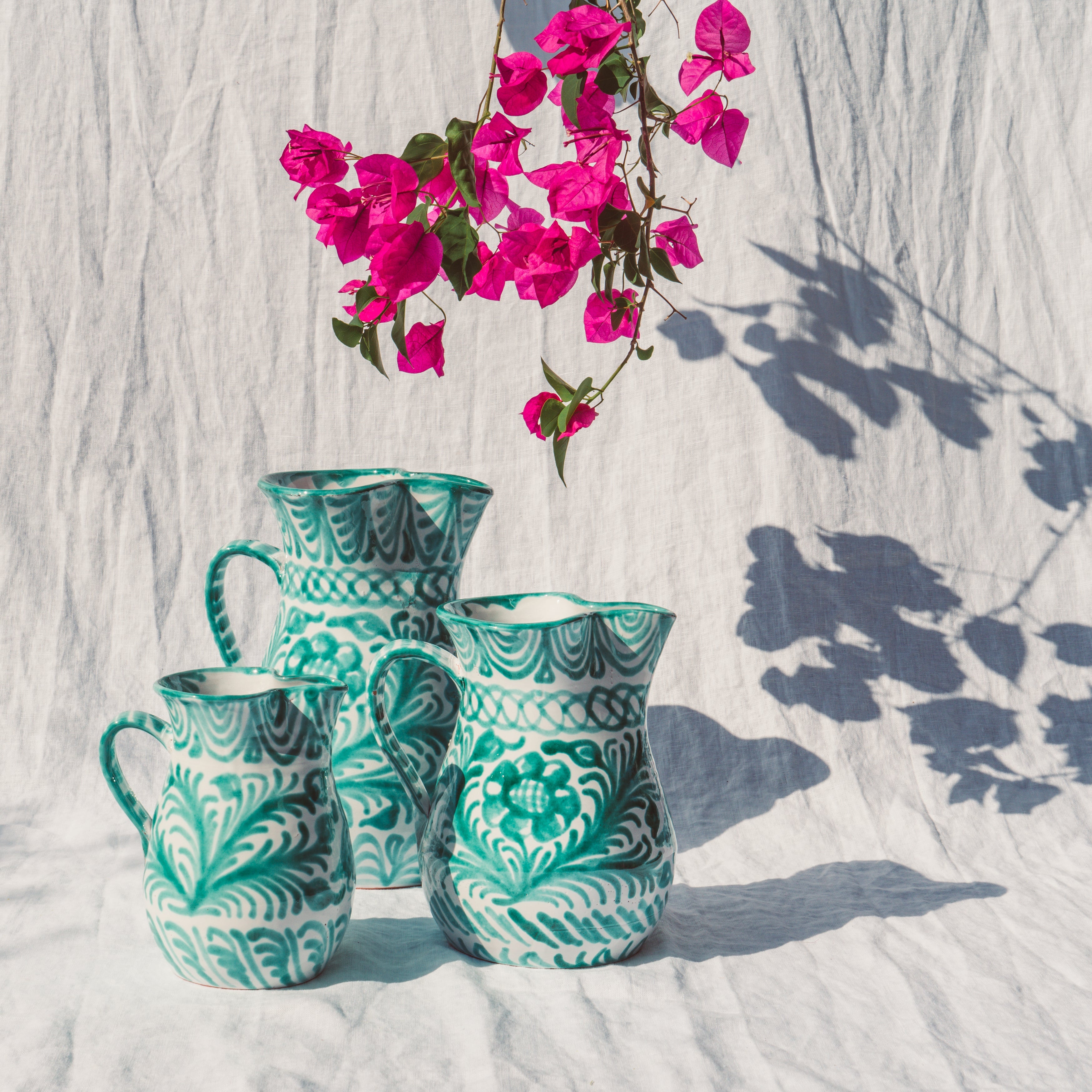 Hand-Painted Pitcher | Green Pitchers + Carafes Pomelo Casa - Atelier Saucier