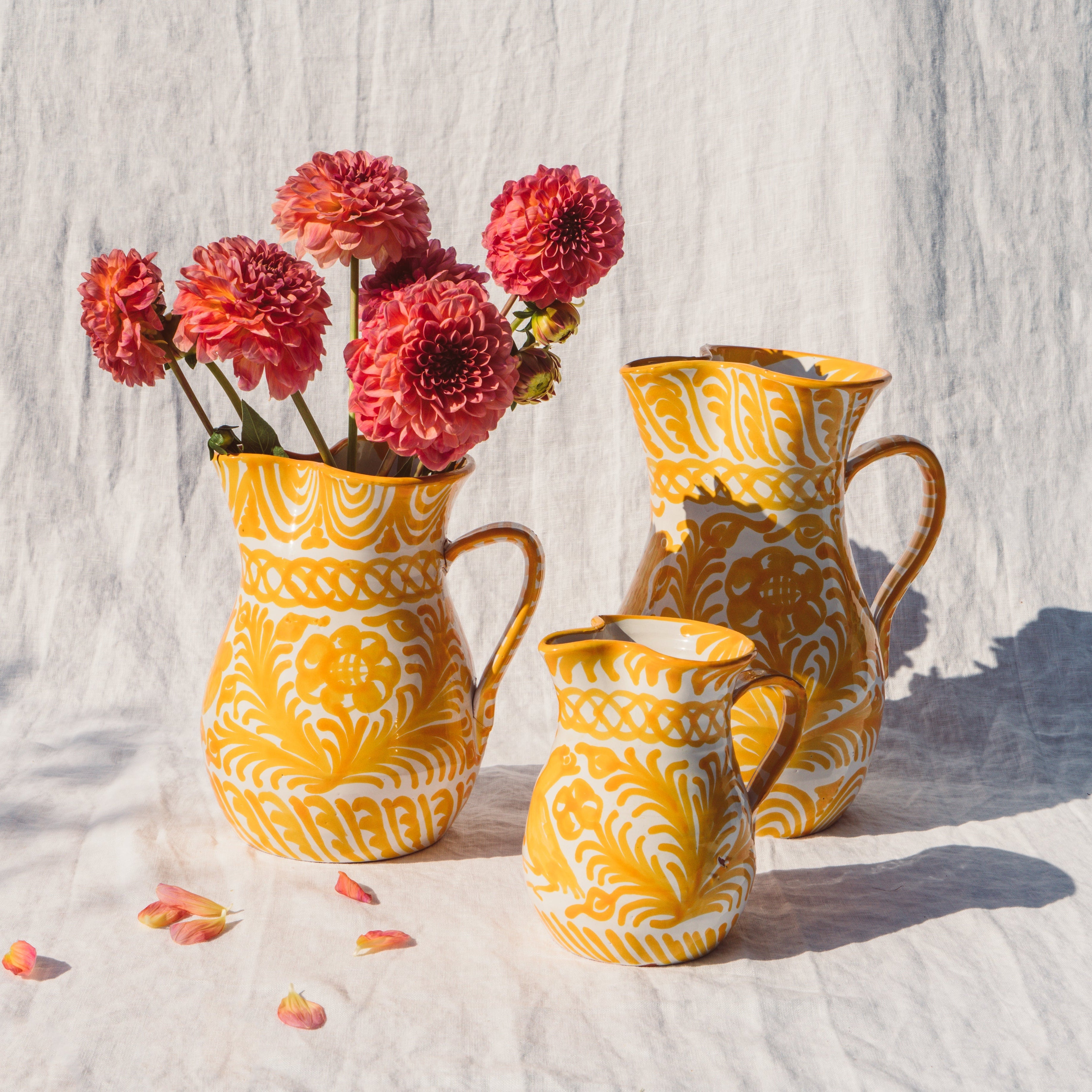 Hand-Painted Pitcher | Yellow Pitchers + Carafes Pomelo Casa - Atelier Saucier