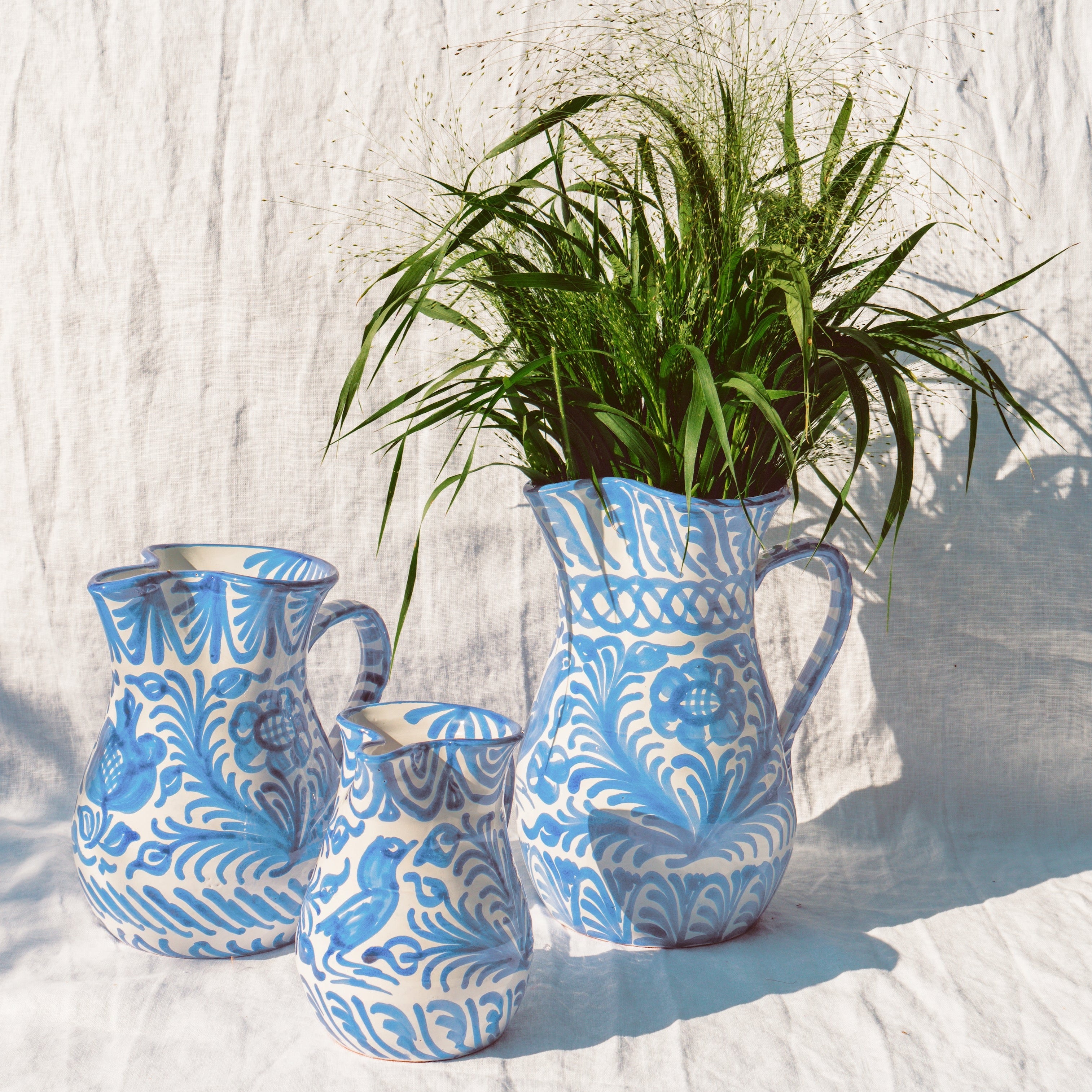 Hand-Painted Pitcher | Sky Blue Pitchers + Carafes Pomelo Casa - Atelier Saucier
