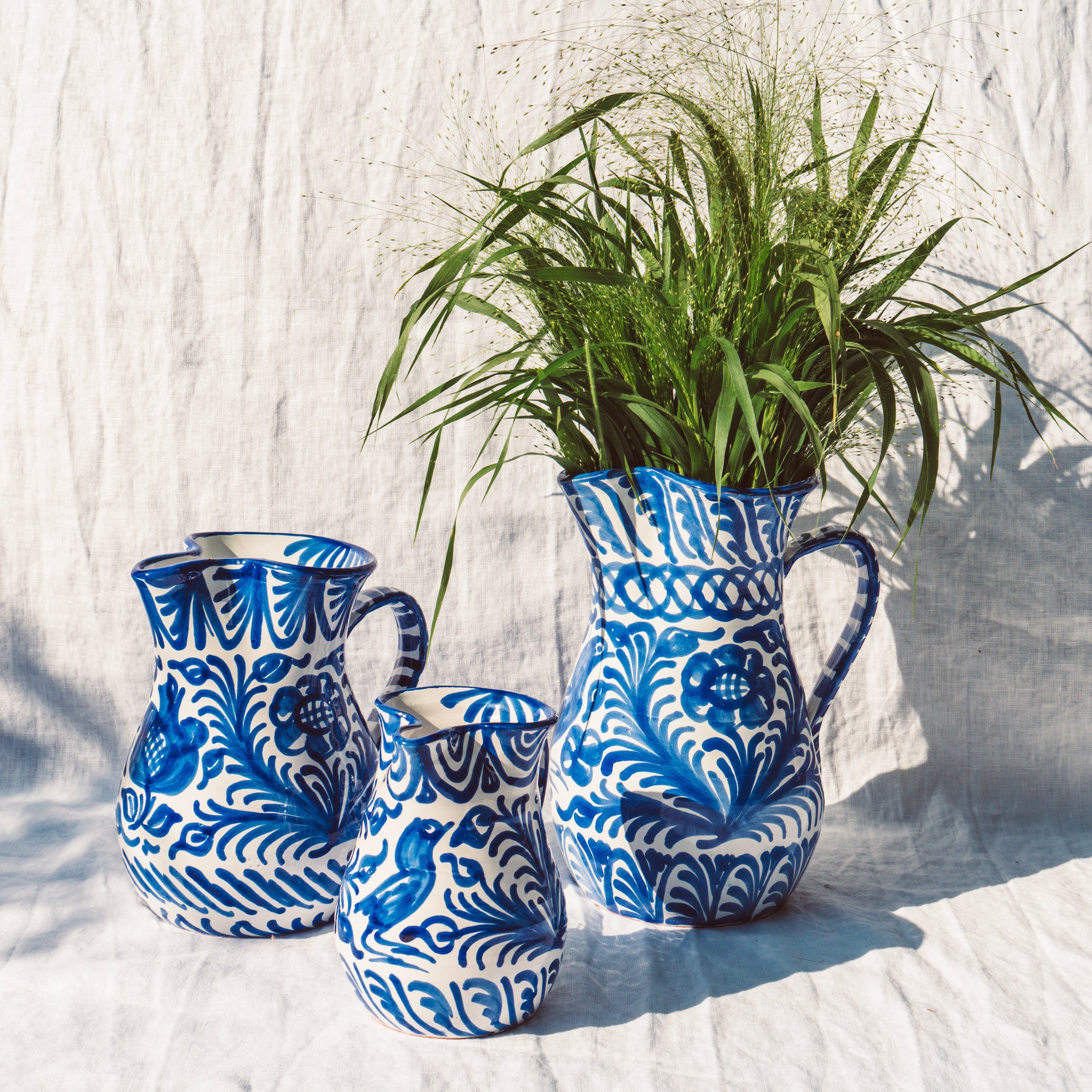 Hand-Painted Pitcher | Traditional Blue Pitchers + Carafes Pomelo Casa - Atelier Saucier