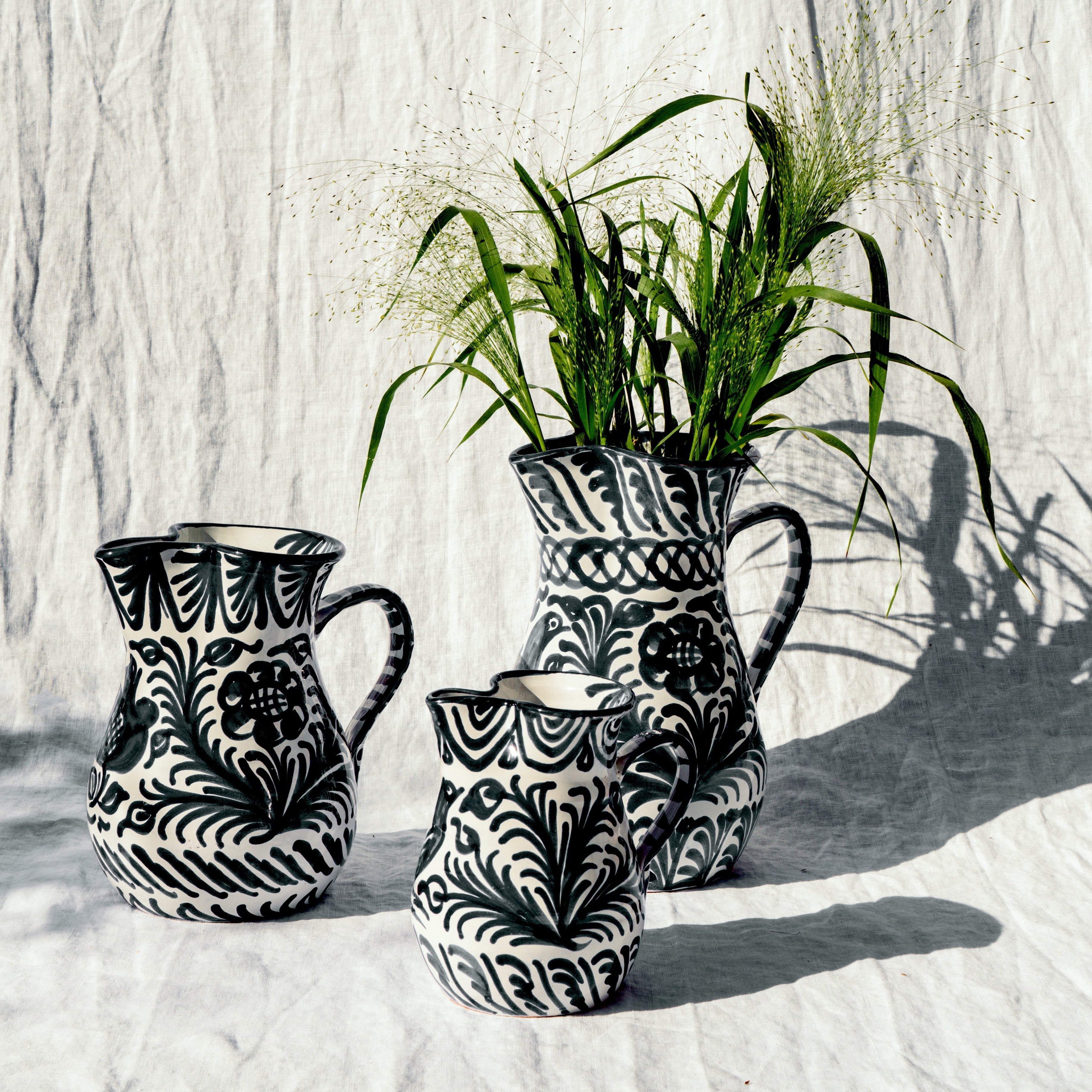 Hand-Painted Pitcher | Black Pitchers + Carafes Pomelo Casa - Atelier Saucier