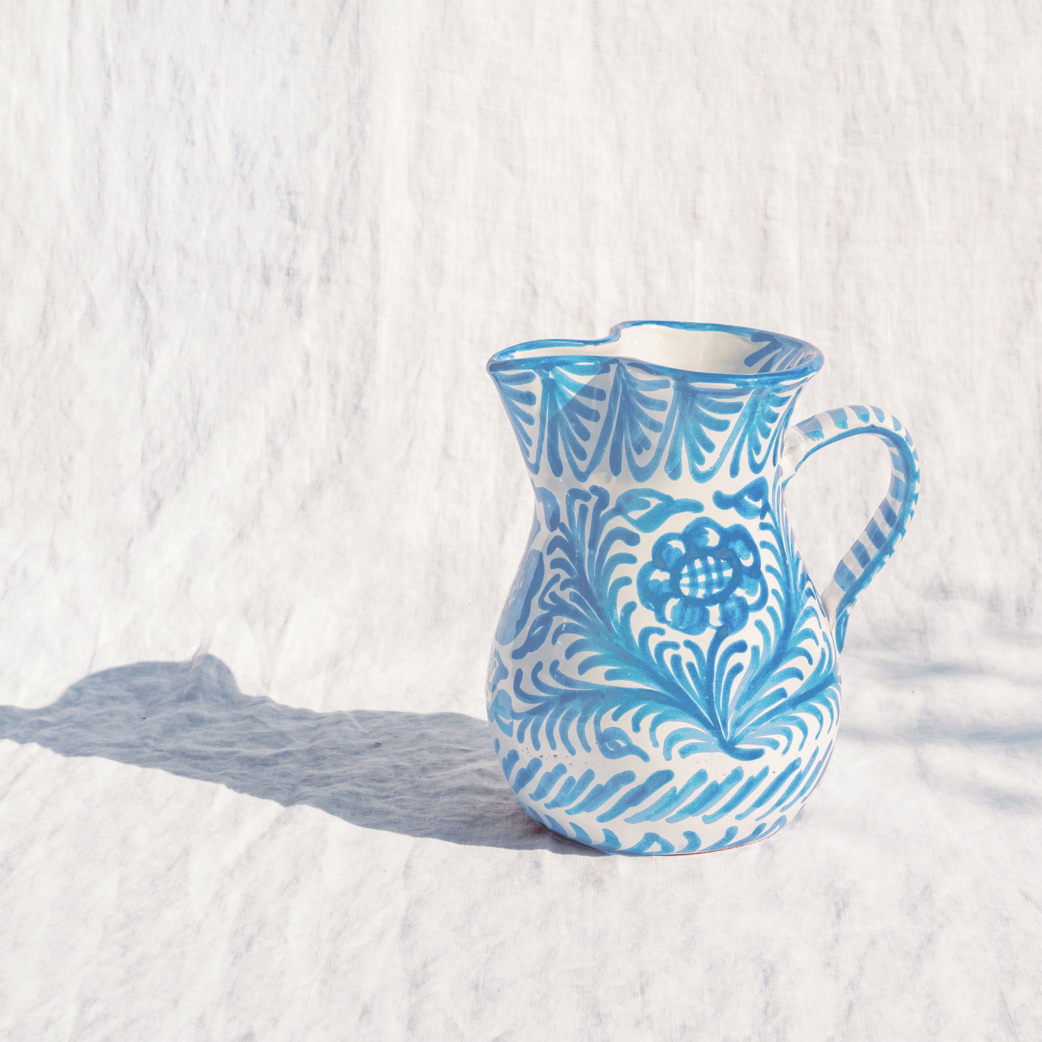 Hand-Painted Pitcher | Sky Blue Pitchers + Carafes Pomelo Casa - Atelier Saucier