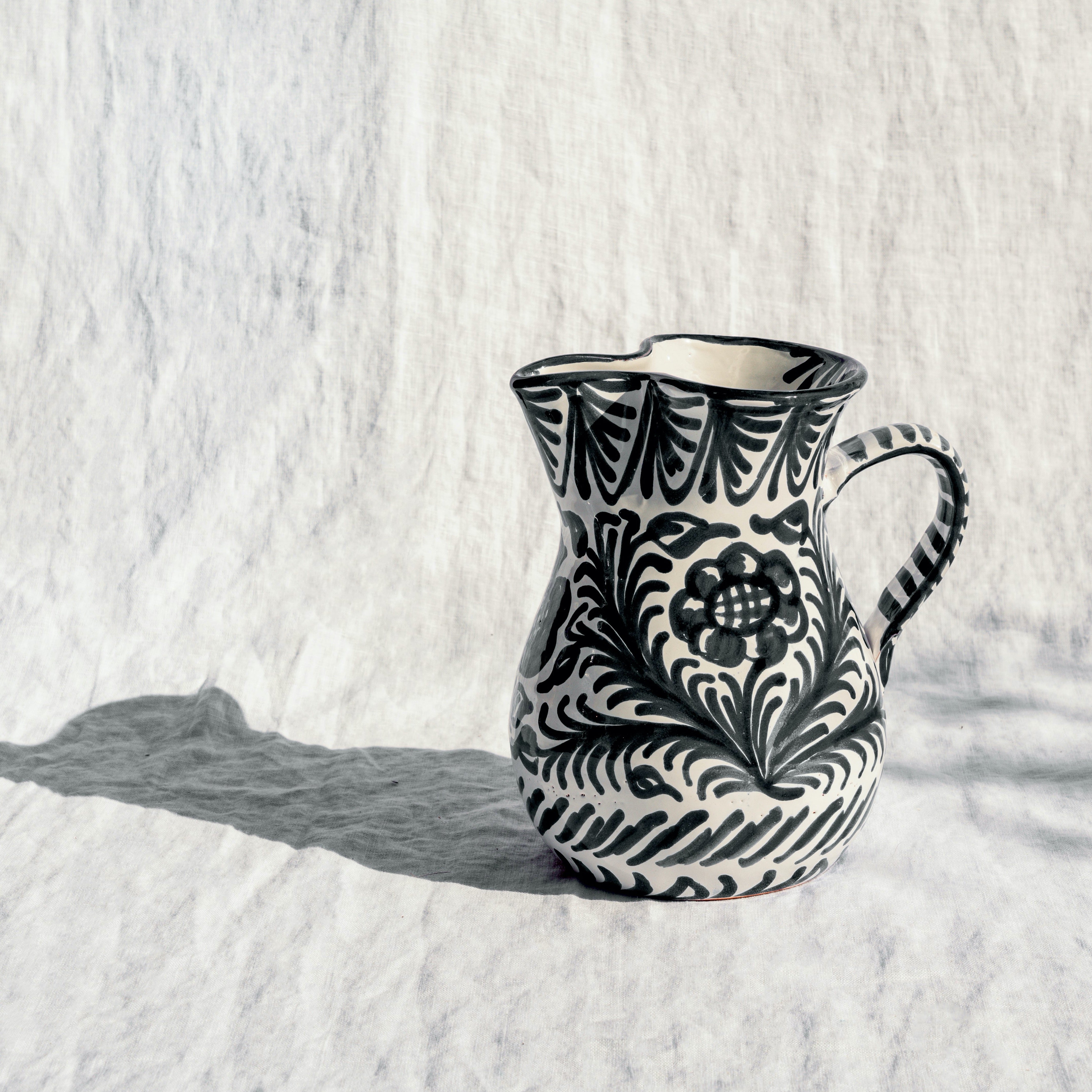 Hand-Painted Pitcher | Black Pitchers + Carafes Pomelo Casa - Atelier Saucier