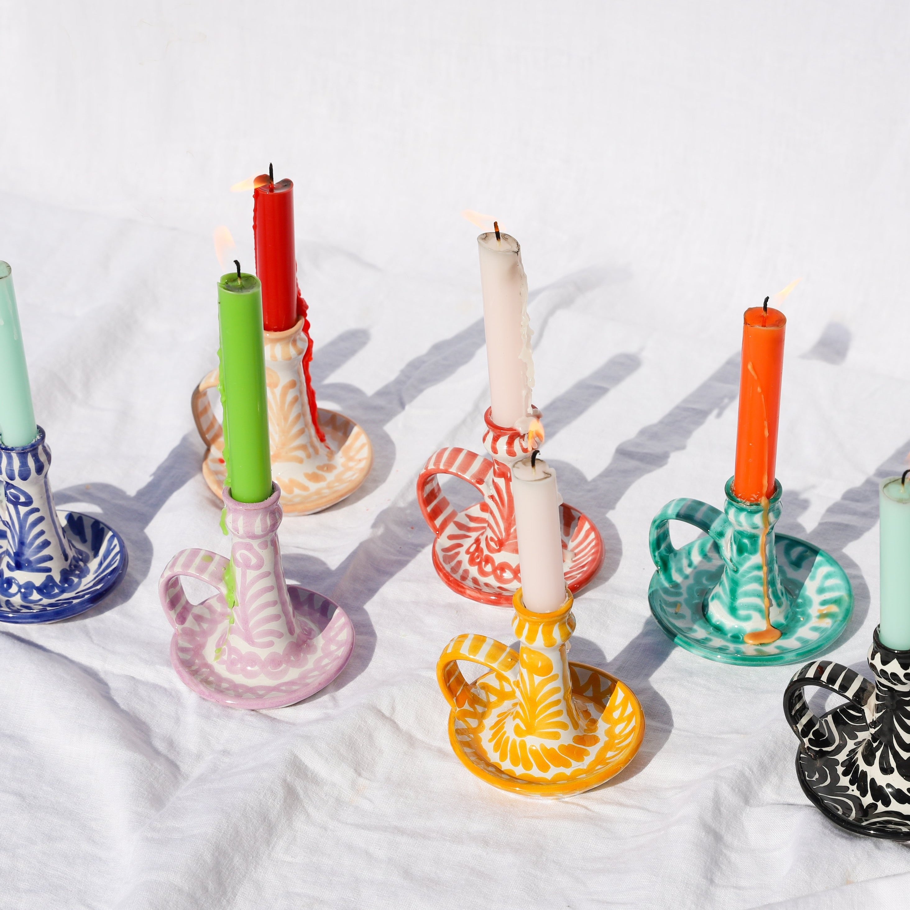 Hand-Painted Candlestick | Lilac Candle Holders Pomelo Casa - Atelier Saucier