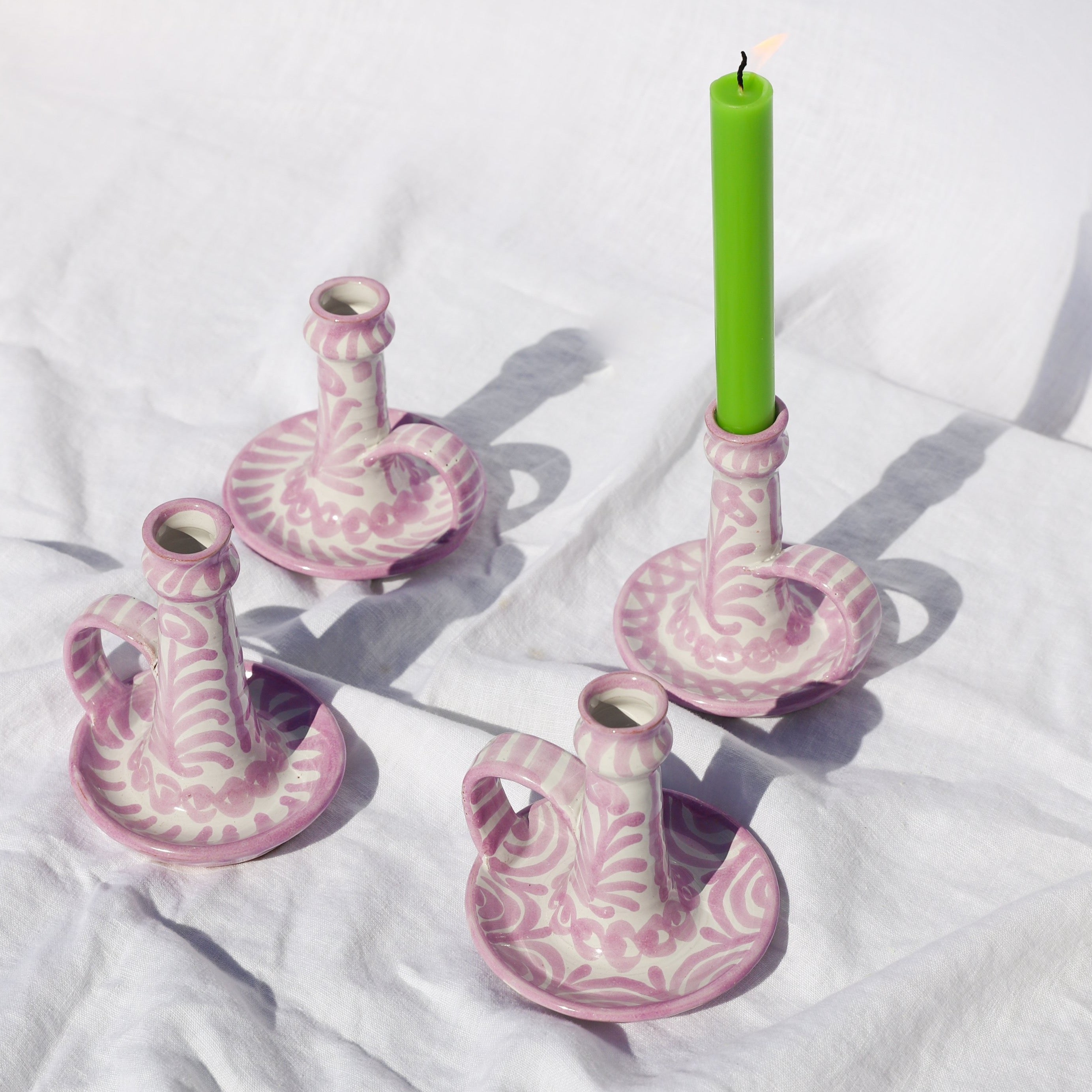 Hand-Painted Candlestick | Lilac Candle Holders Pomelo Casa - Atelier Saucier