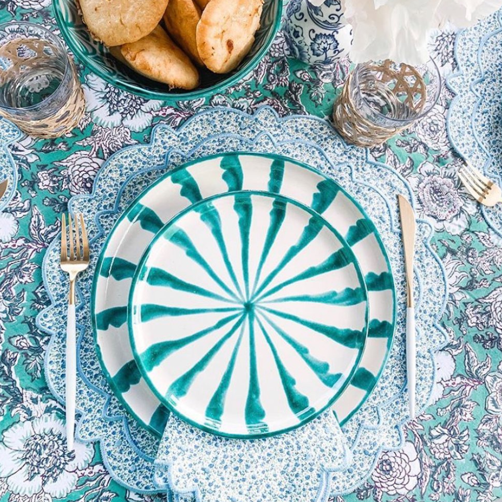Hand-Painted Salad Plate | Granada Green Plates Pomelo Casa - Atelier Saucier