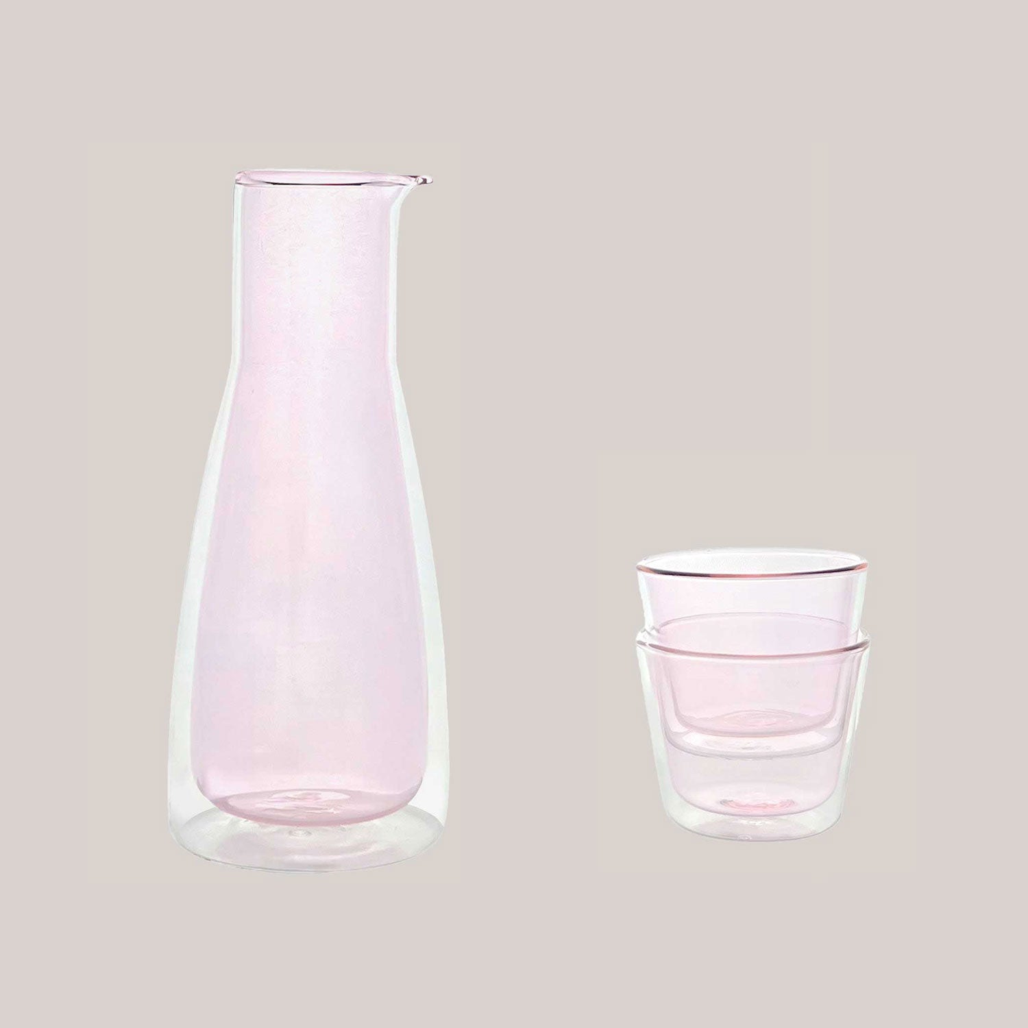 Rocks Carafe + Glasses Set | Pink Drinkware Cloudnola - Atelier Saucier