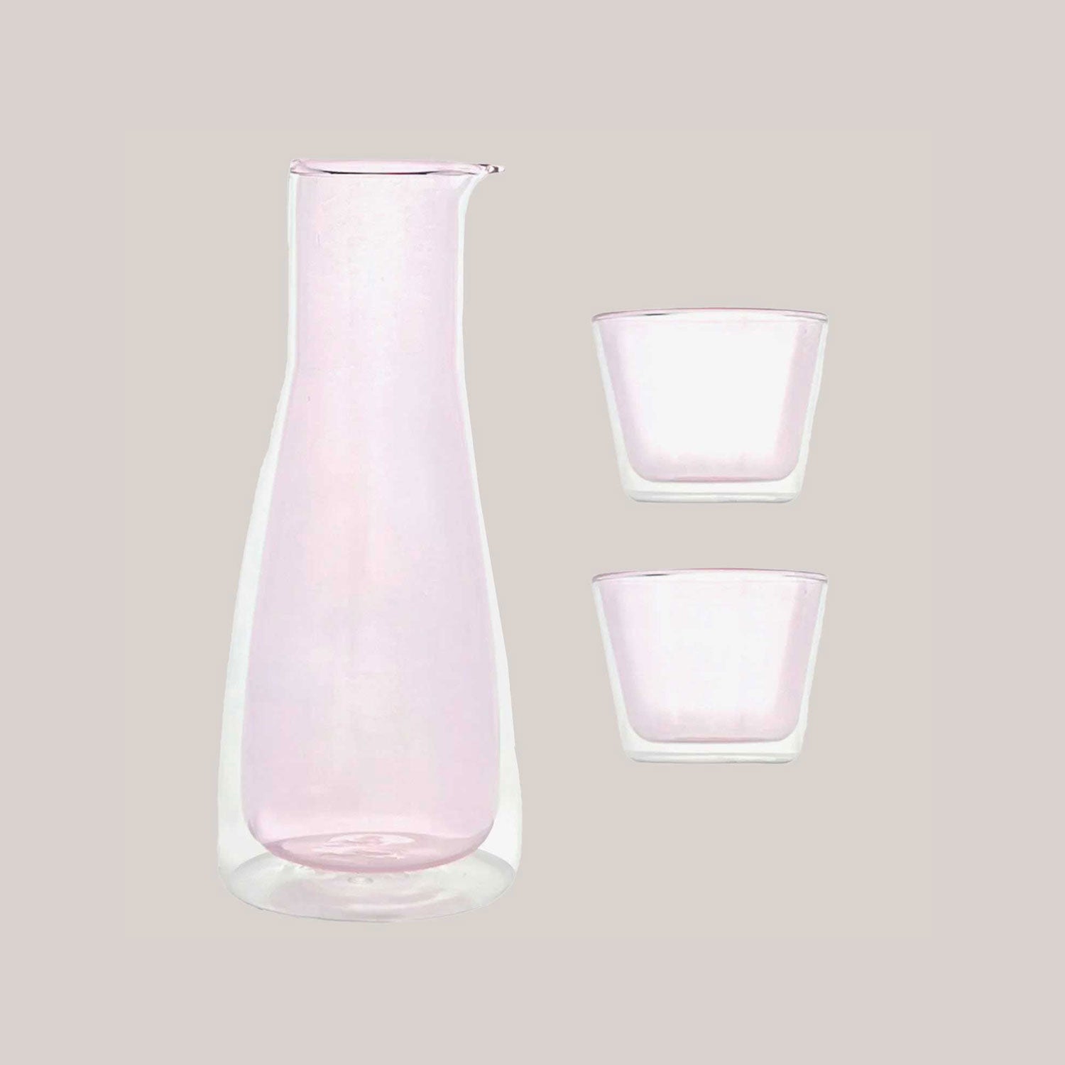 Rocks Carafe + Glasses Set | Pink Drinkware Cloudnola - Atelier Saucier