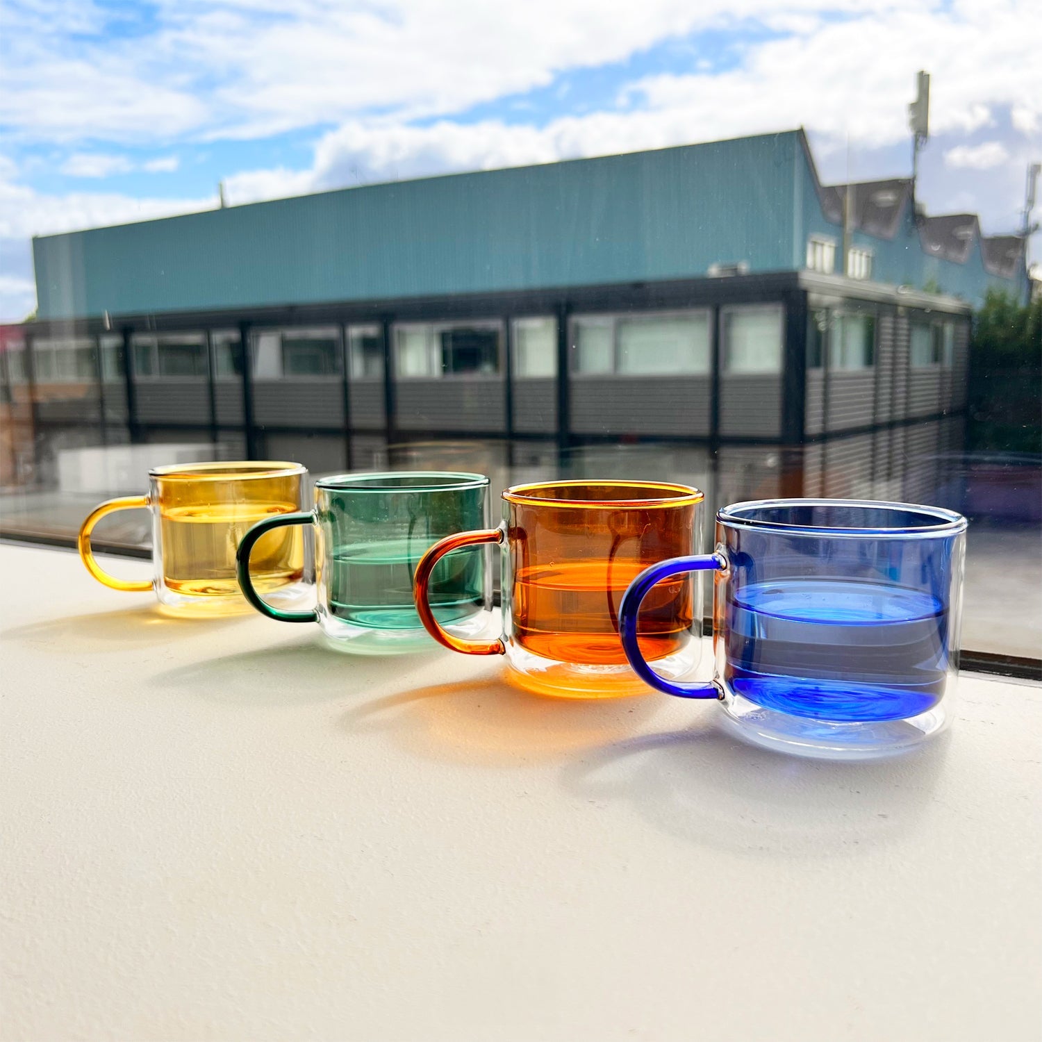 Cubo Double-Wall Glass Mug Set | Medium Drinkware Cloudnola - Atelier Saucier