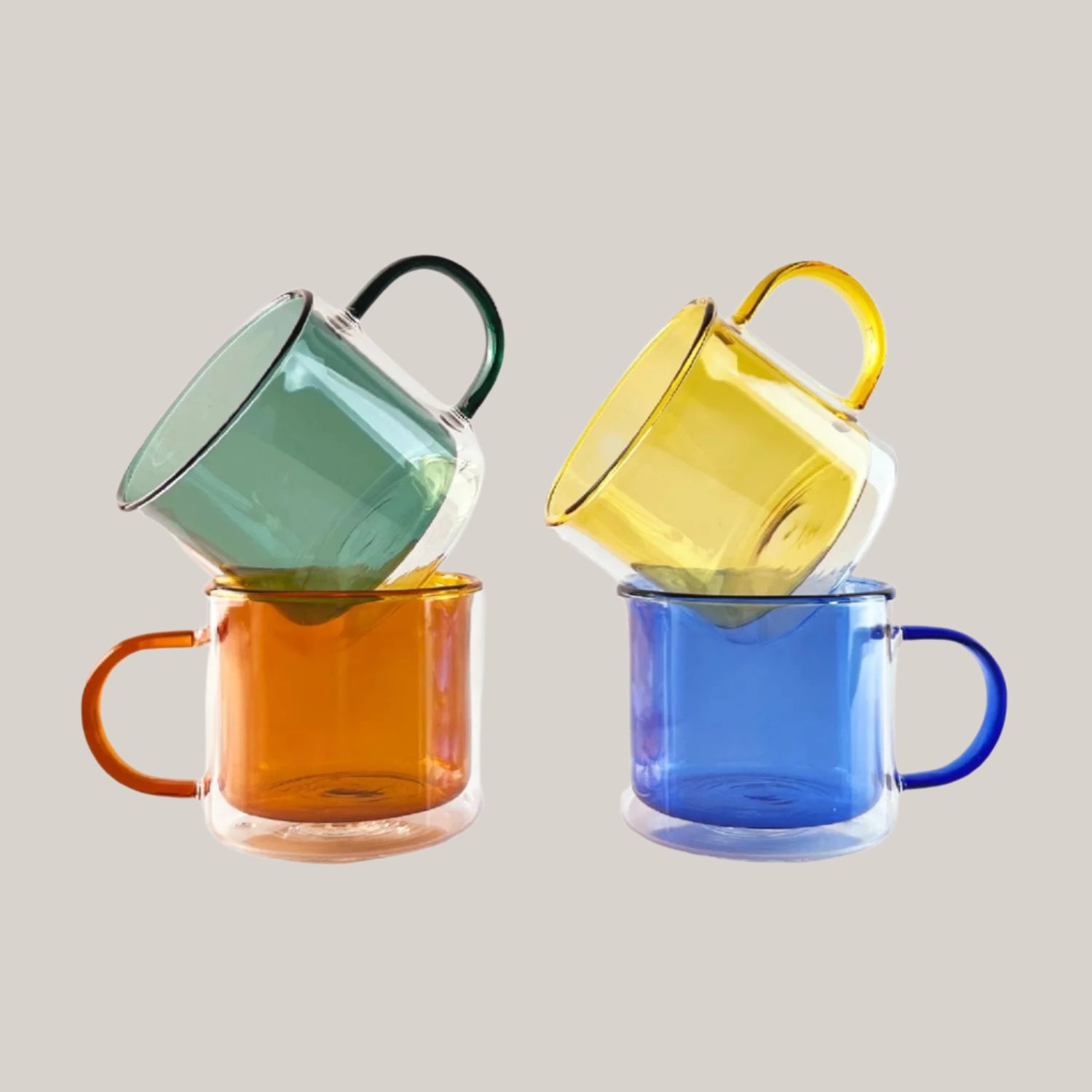 Cubo Double-Wall Glass Mug Set | Medium Drinkware Cloudnola - Atelier Saucier