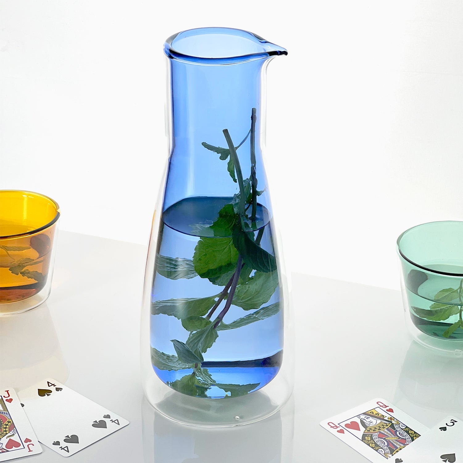 Rocks Carafe + Multi-color Glasses Set | Blue Drinkware Cloudnola - Atelier Saucier