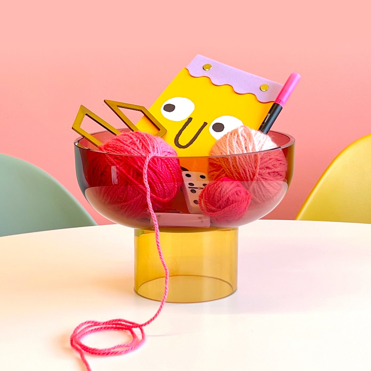 Small Tip Top Bowl | Pink & Yellow Decorative Bowls Cloudnola - Atelier Saucier