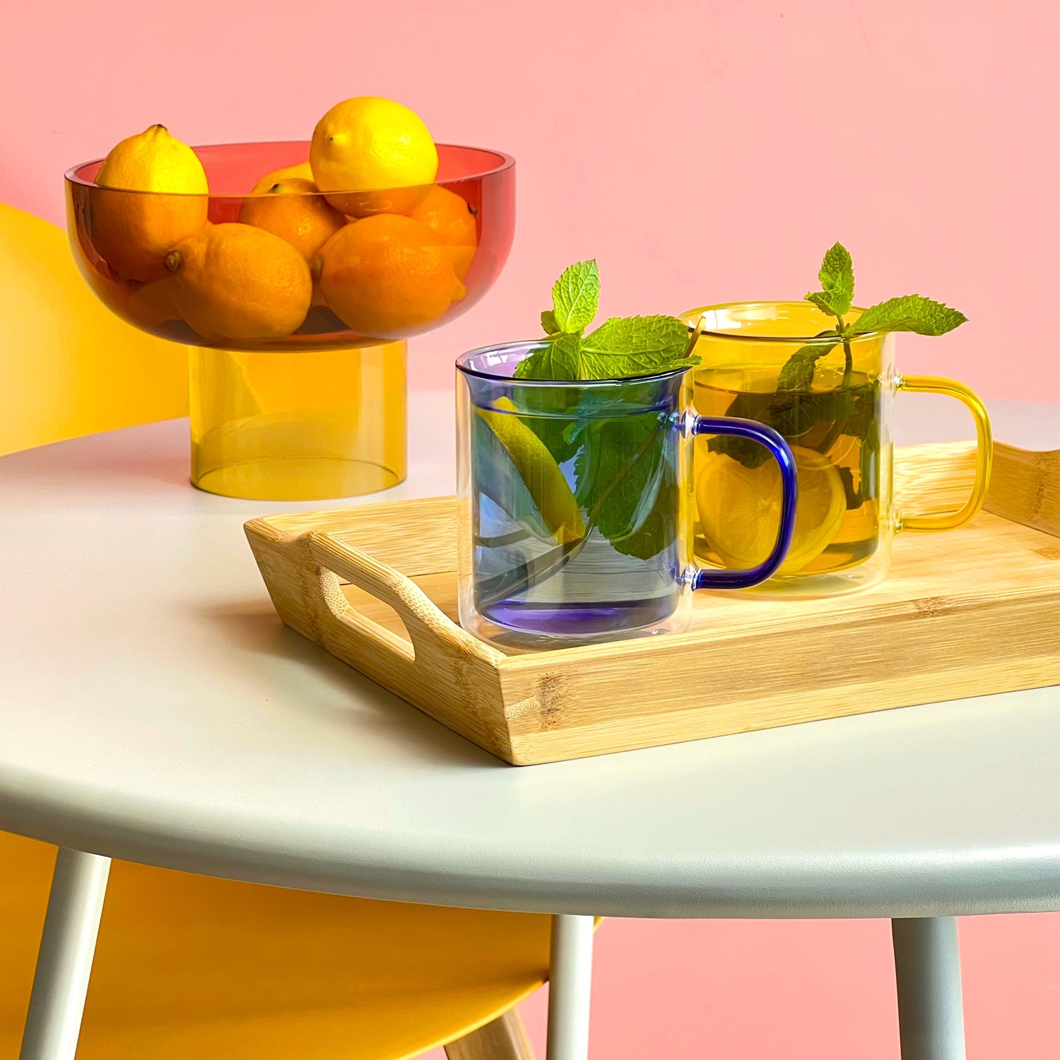 Small Tip Top Bowl | Pink & Yellow Decorative Bowls Cloudnola - Atelier Saucier