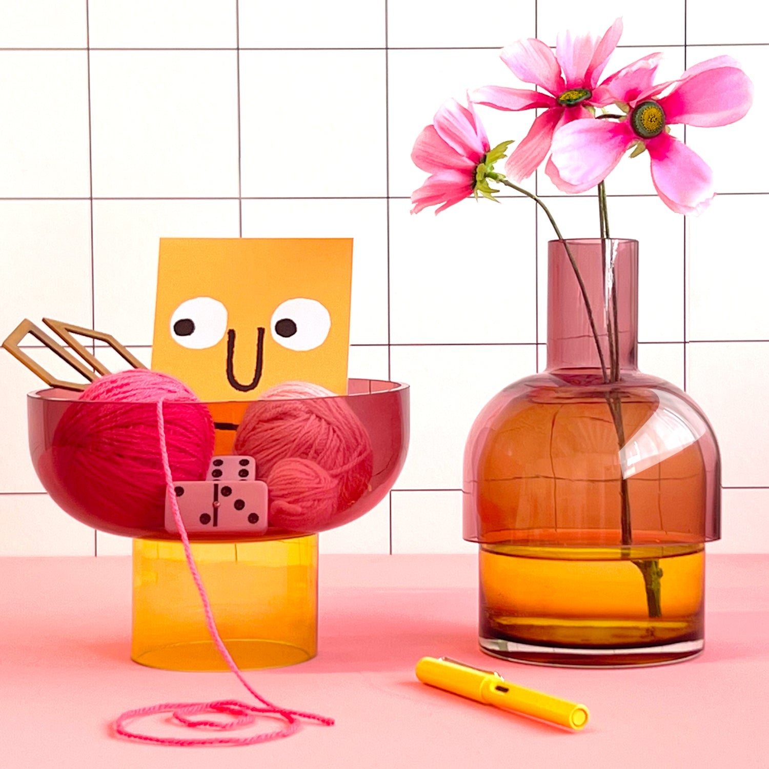 Medium Flip Vase | Pink & Yellow Vases Cloudnola - Atelier Saucier