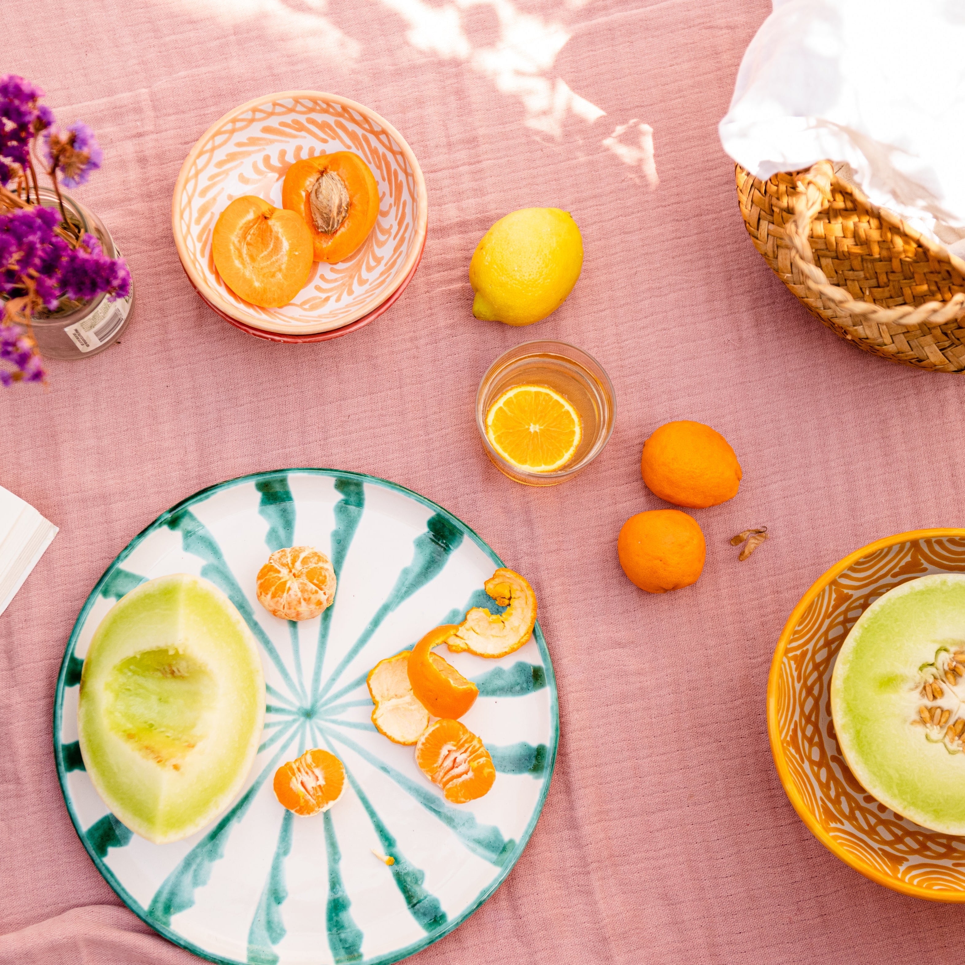 Hand-Painted Dinner Plate | Granada Green Plates Pomelo Casa - Atelier Saucier