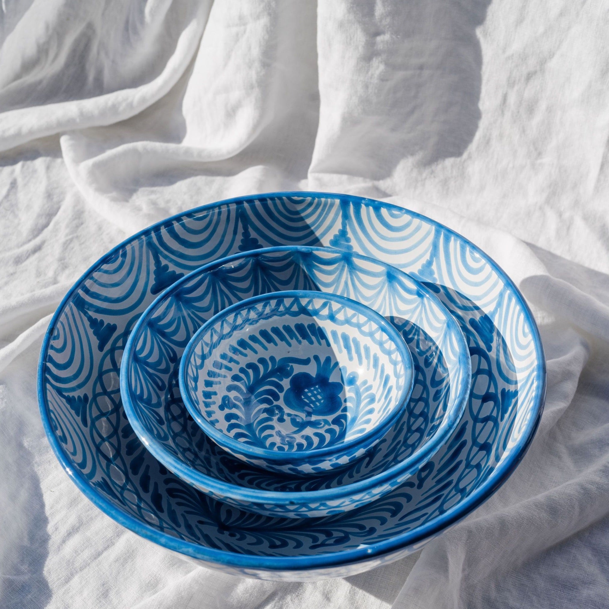 Large Hand-Painted Bowl | Sky Blue Bowls Pomelo Casa - Atelier Saucier