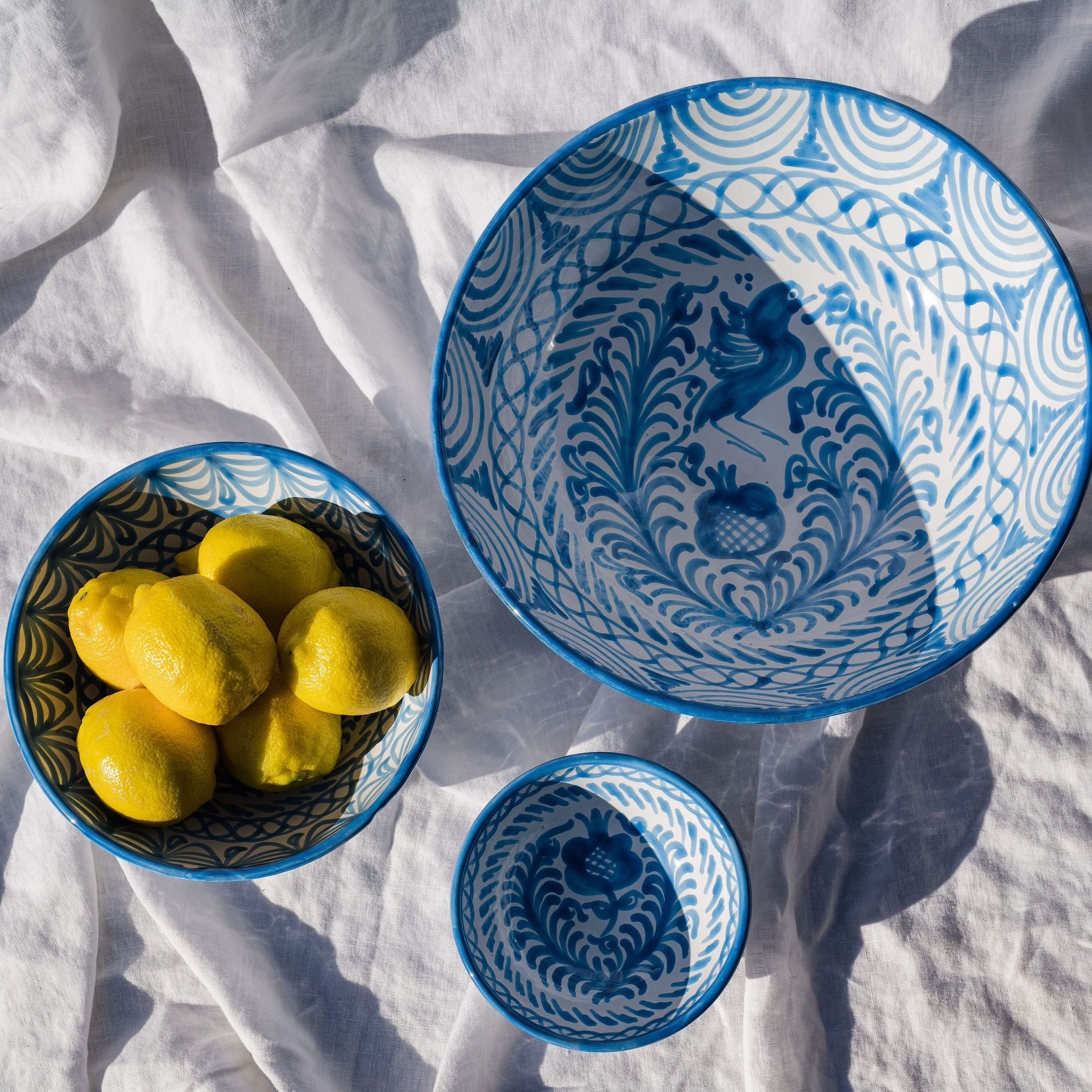 Large Hand-Painted Bowl | Sky Blue Bowls Pomelo Casa - Atelier Saucier