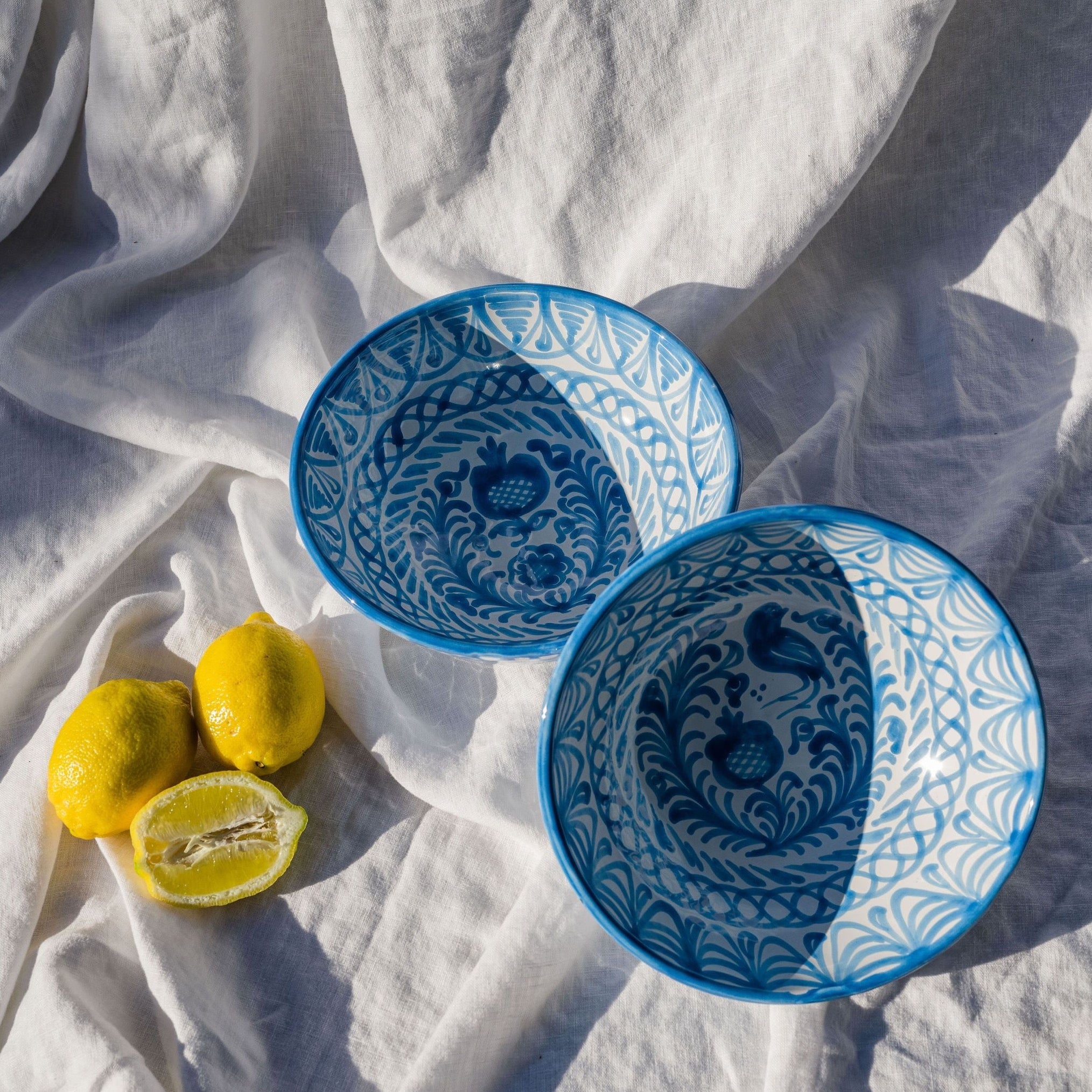 Medium Hand-Painted Bowl | Sky Blue Bowls Pomelo Casa - Atelier Saucier