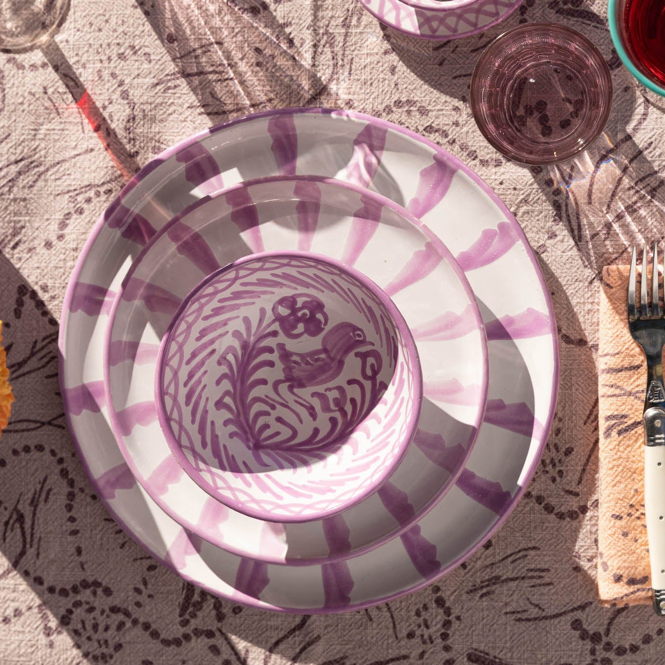 Small Hand-Painted Bowl | Lilac Bowls Pomelo Casa - Atelier Saucier
