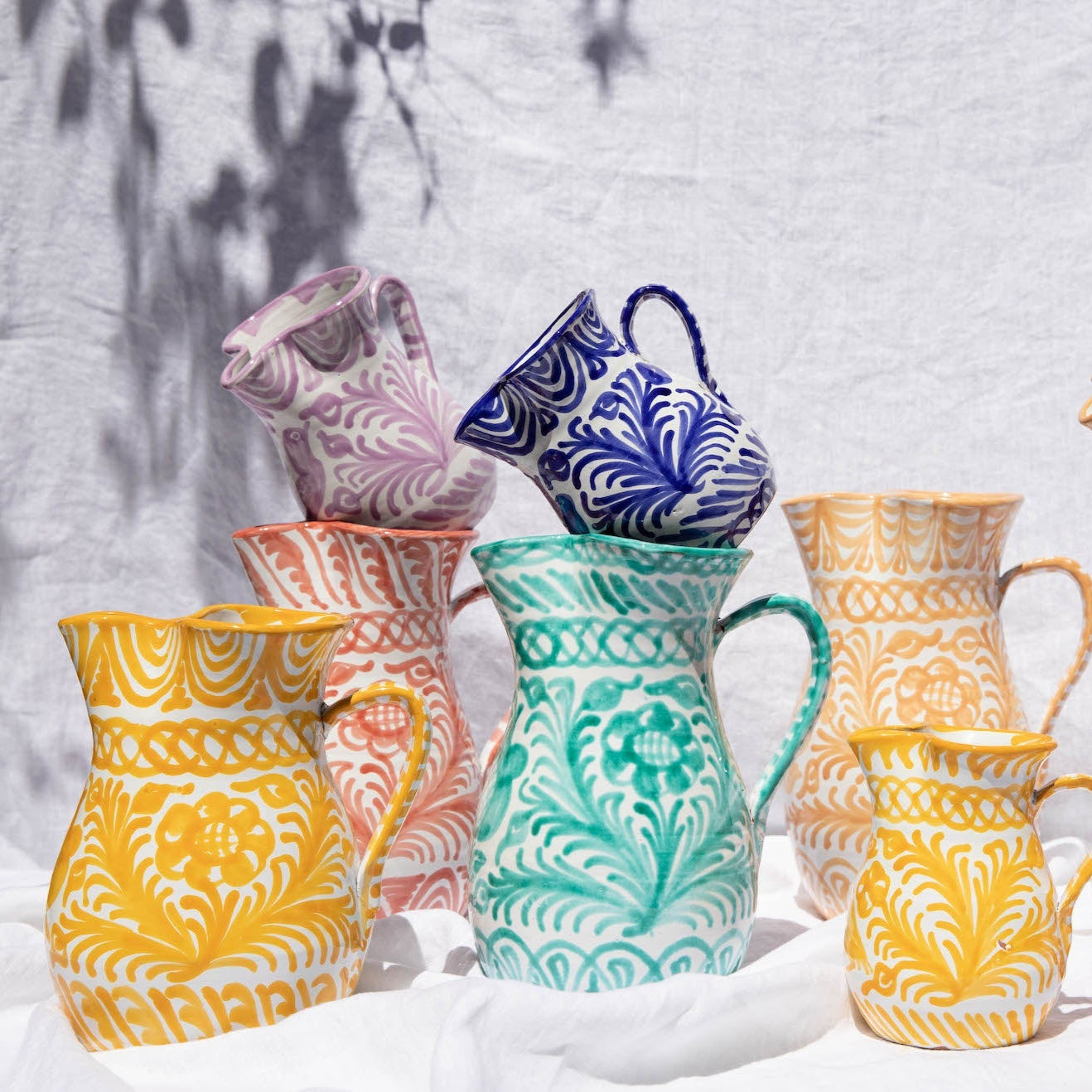 Hand-Painted Pitcher | Yellow Pitchers + Carafes Pomelo Casa - Atelier Saucier