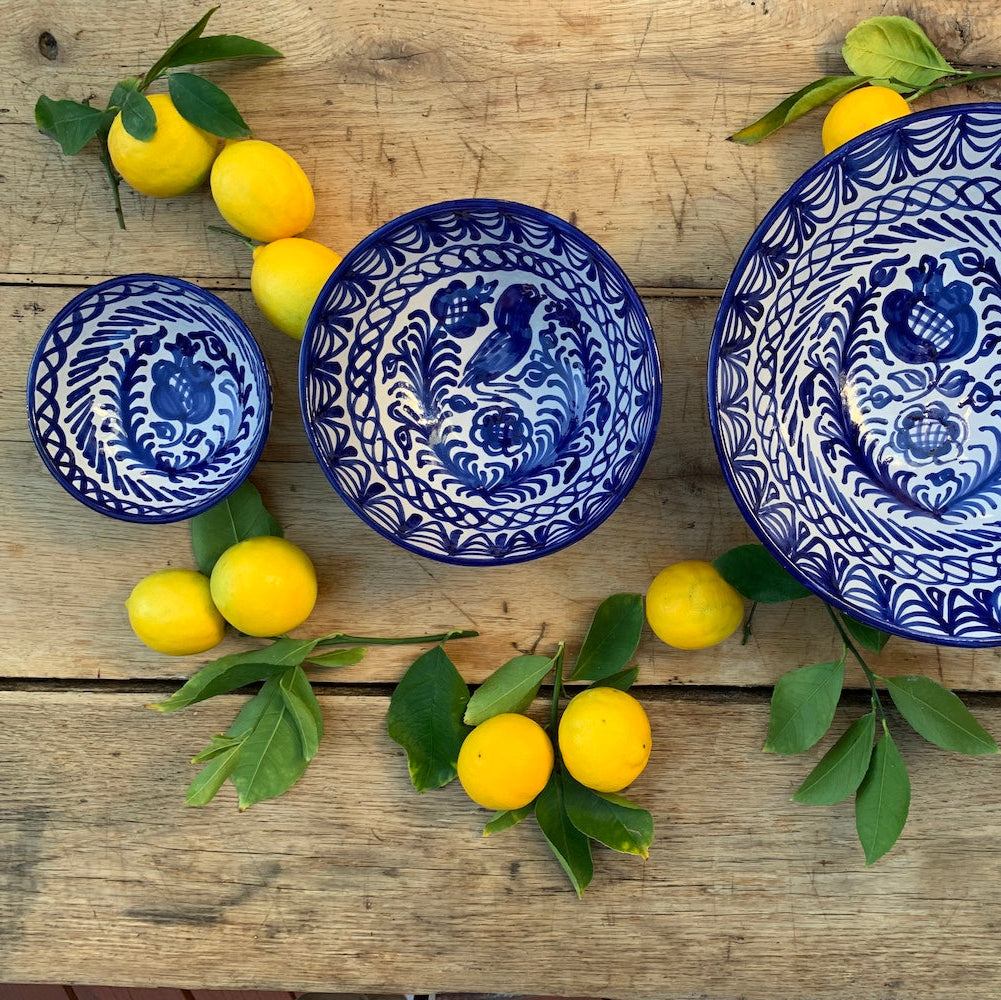 Medium Hand-Painted Bowl | Traditional Blue Bowls Pomelo Casa - Atelier Saucier