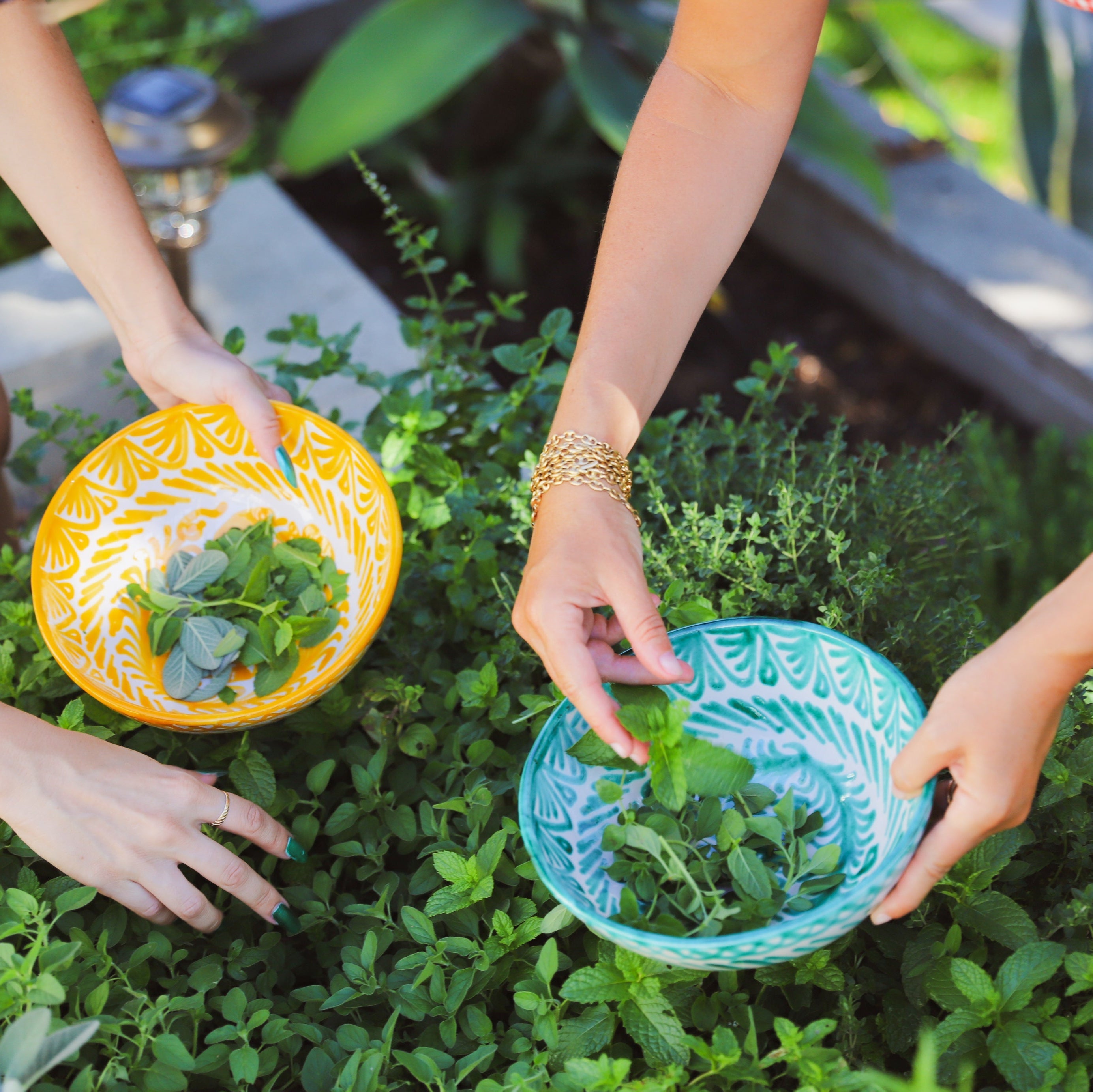 Medium Hand-Painted Bowl | Granada Green Bowls Pomelo Casa - Atelier Saucier