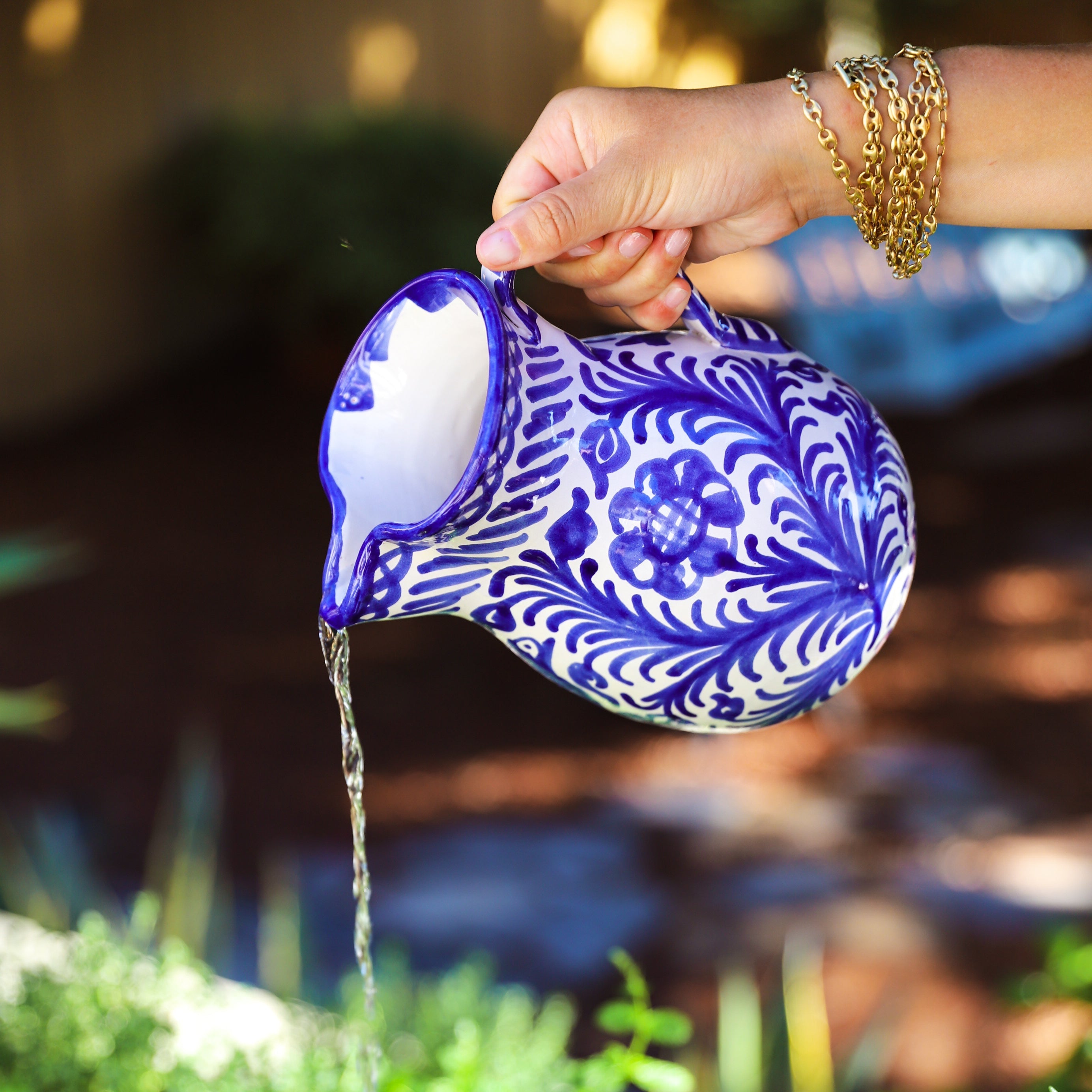 Hand-Painted Pitcher | Traditional Blue Pitchers + Carafes Pomelo Casa - Atelier Saucier