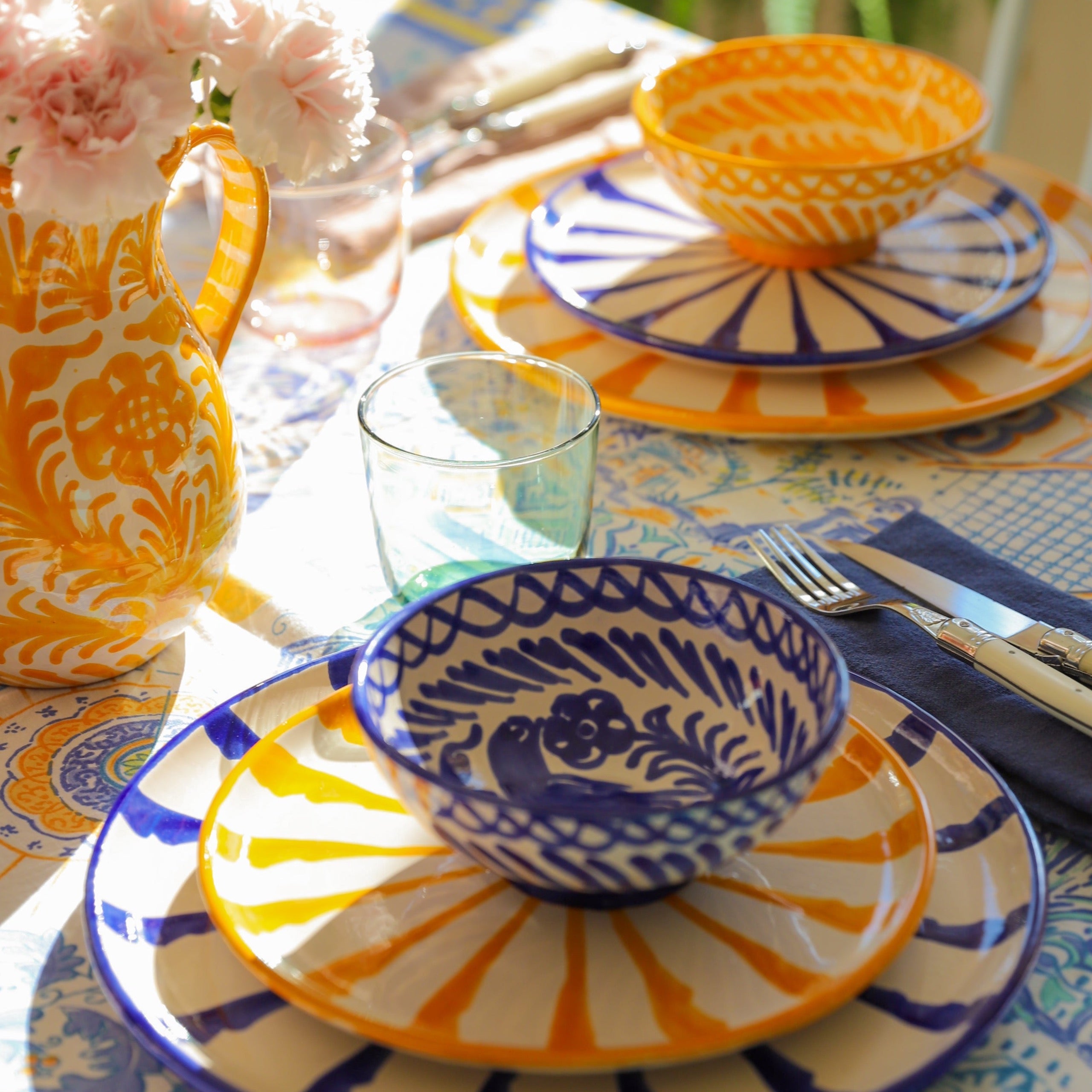 Hand-Painted Dinner Plate | Traditional Blue Plates Pomelo Casa - Atelier Saucier