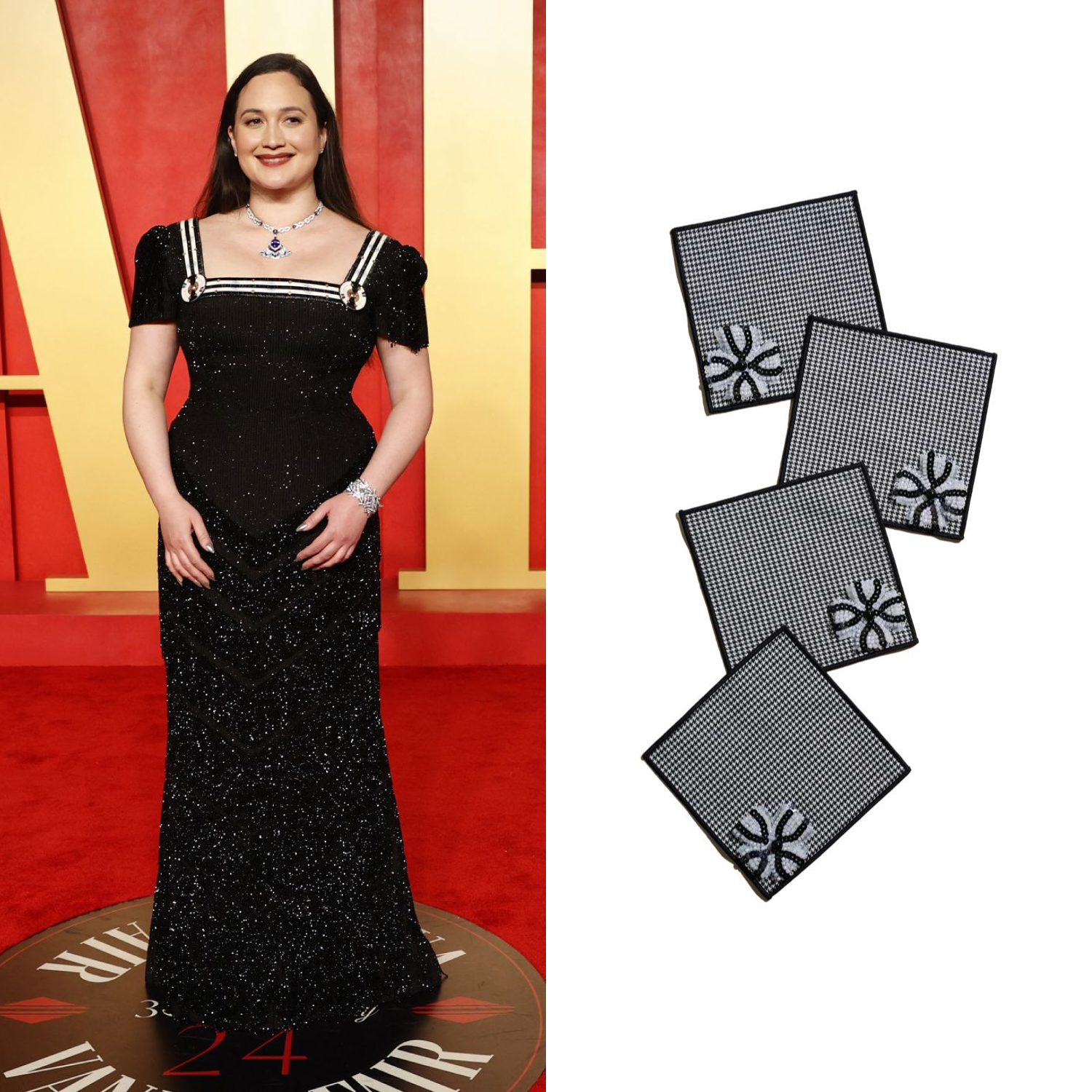 LILLY GLADWELL OSCARS RED CARPET ATELIER SAUCIER COCKTAIL NAPKINS