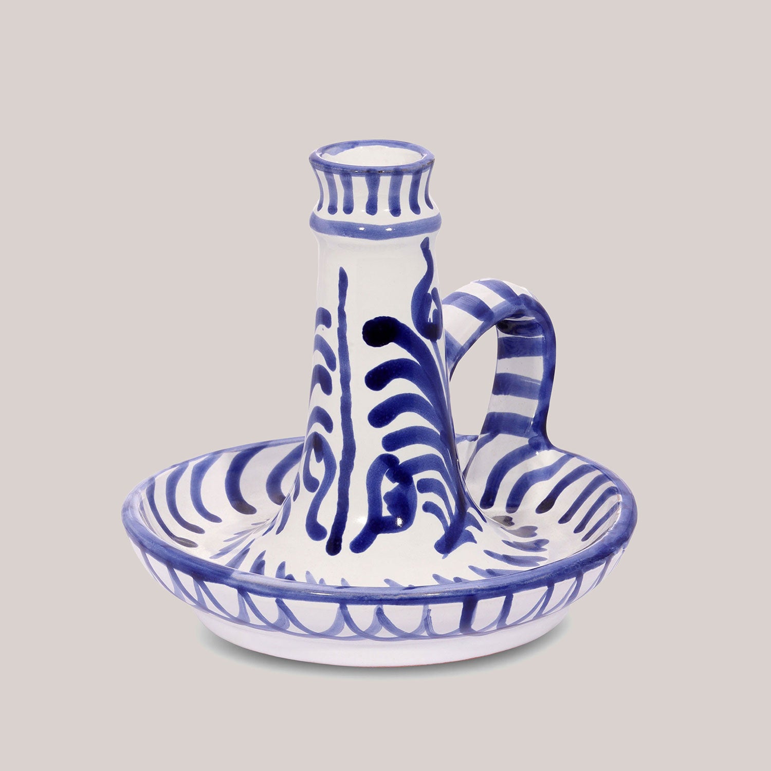 Hand-Painted Candlestick | Traditional Blue Candle Holders Pomelo Casa - Atelier Saucier