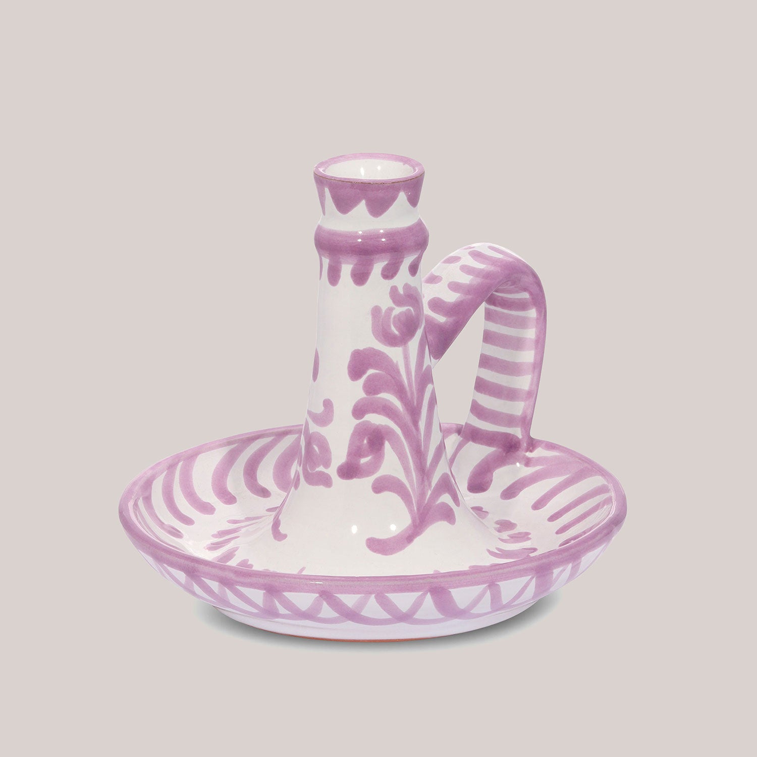 Hand-Painted Candlestick | Lilac Candle Holders Pomelo Casa - Atelier Saucier