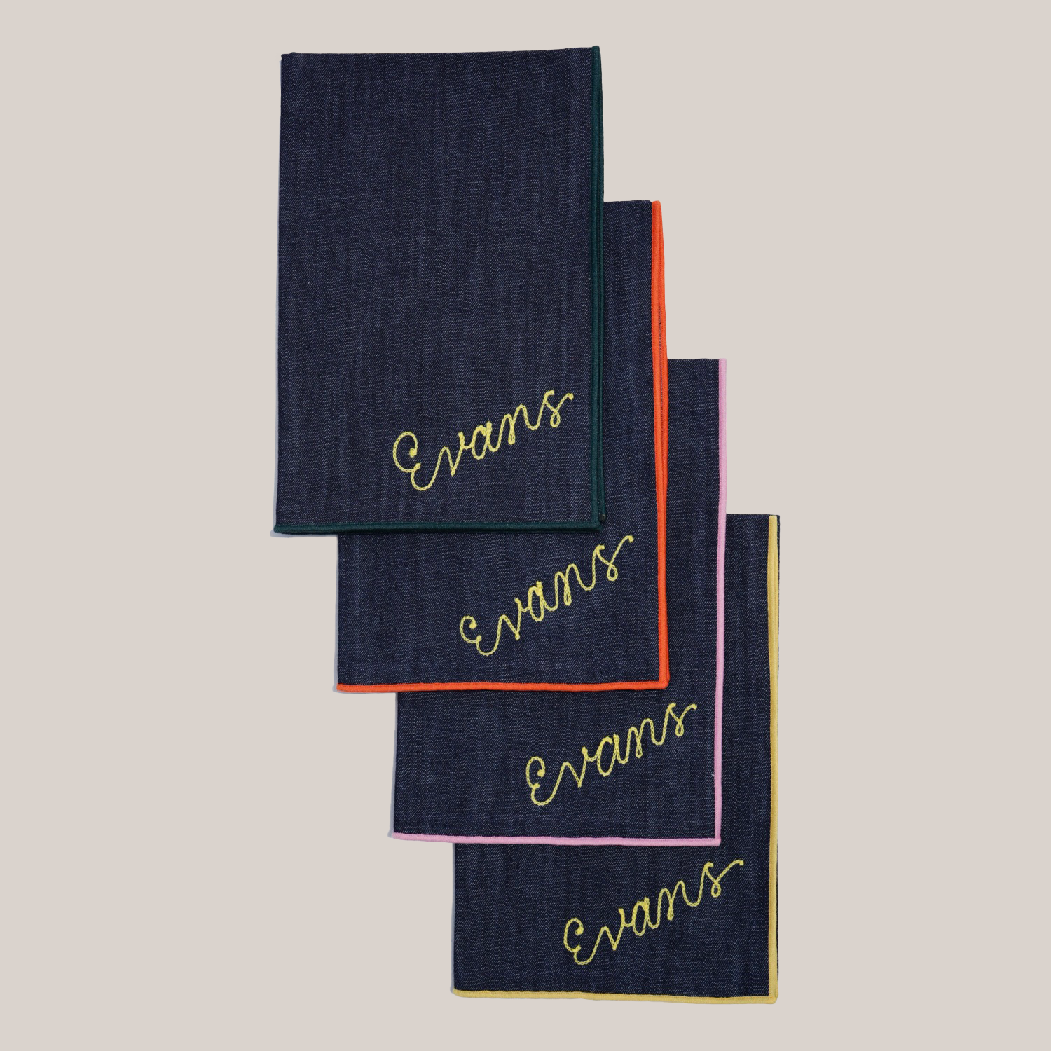 Custom Napkin Chain Stitch Embroidery | Set Of 8 NAPKINS ATELIER SAUCIER - Atelier Saucier