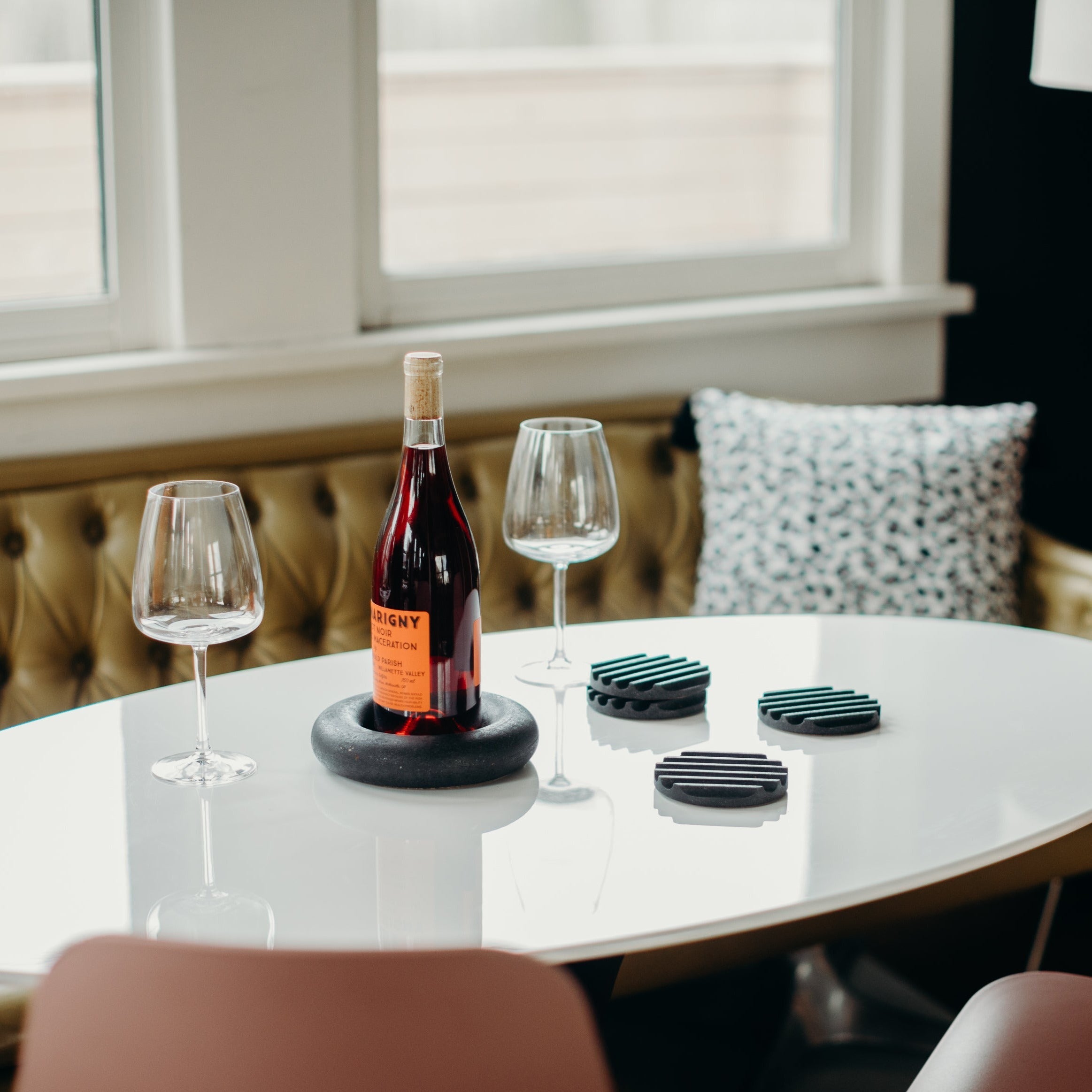 Wine Bottle Coaster | Black Terrazzo Coasters Pretti.Cool - Atelier Saucier