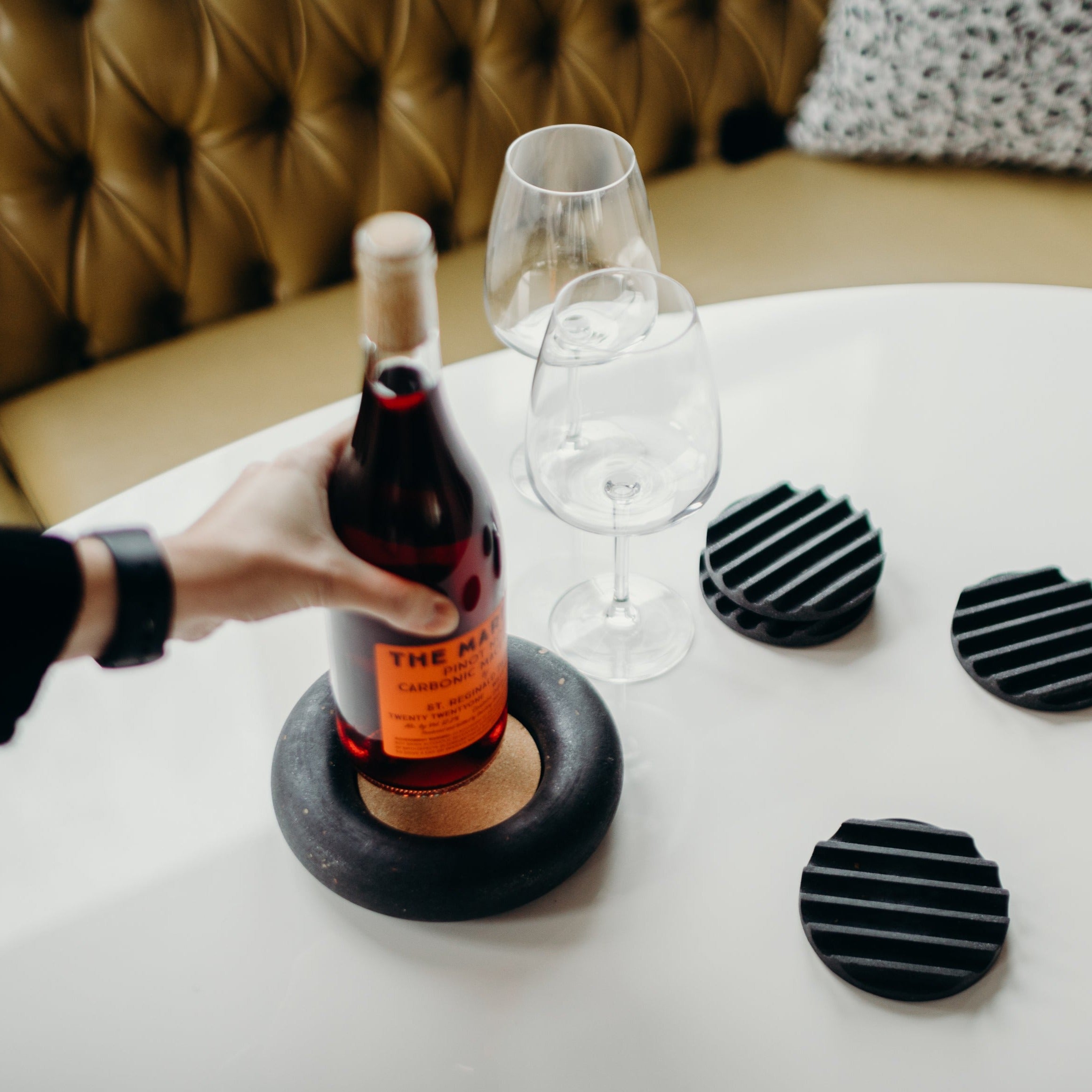Wine Bottle Coaster | Black Terrazzo Coasters Pretti.Cool - Atelier Saucier