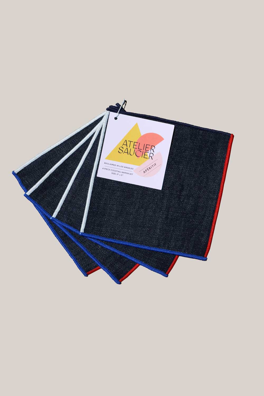 The Red, White + Blue Cocktail Napkins | Set of 4 COCKTAIL NAPKINS ATELIER SAUCIER - Atelier Saucier