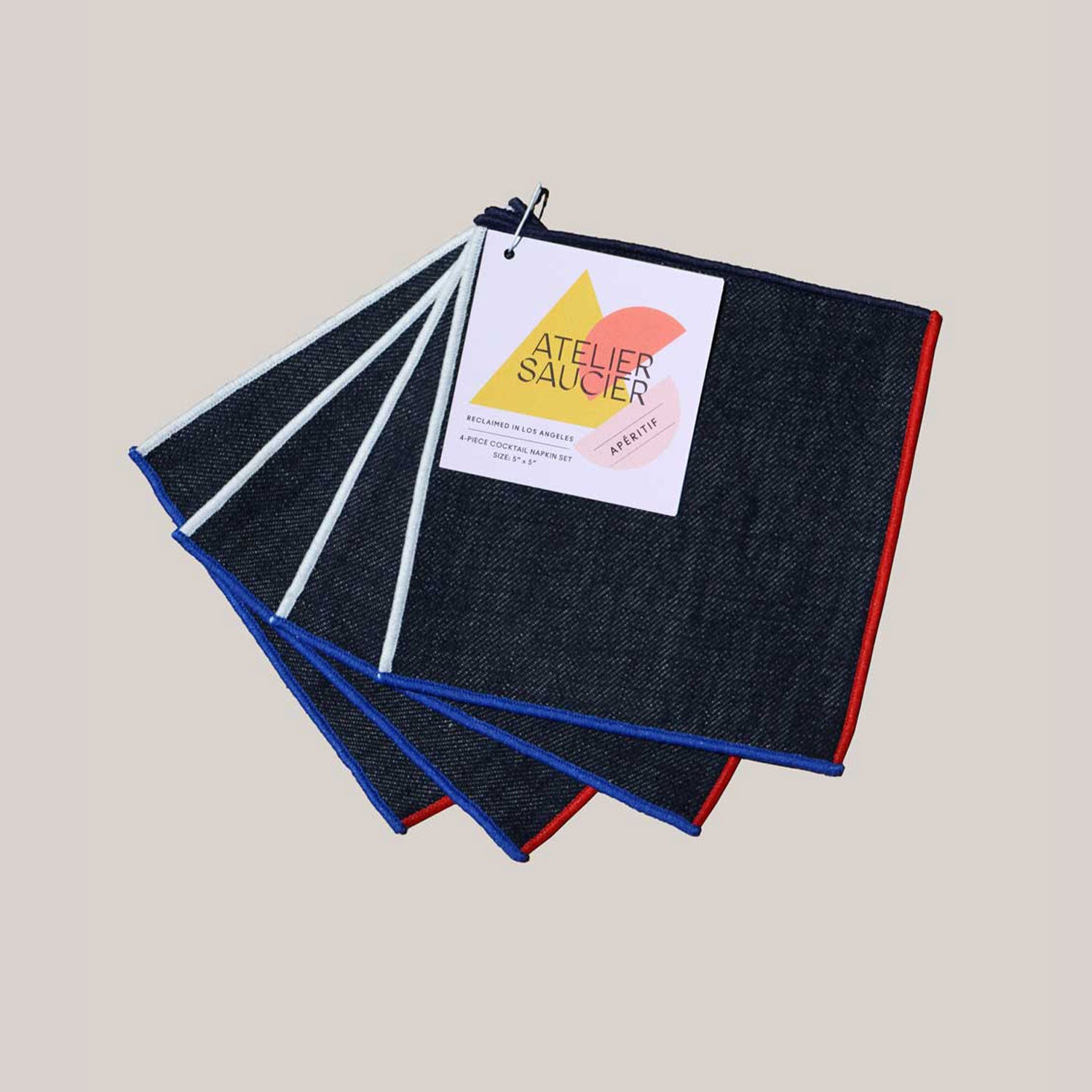 The Red, White + Blue Cocktail Napkins | Set of 4 COCKTAIL NAPKINS ATELIER SAUCIER - Atelier Saucier