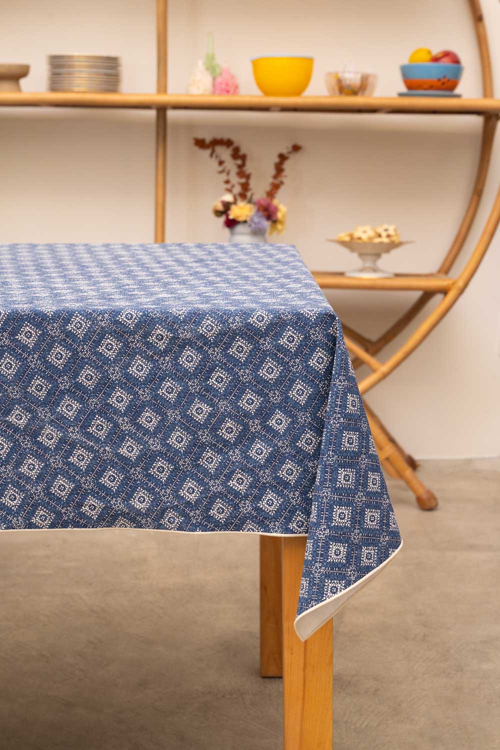 Indigo Argyle Tablecloth TABLECLOTHS ATELIER SAUCIER - Atelier Saucier